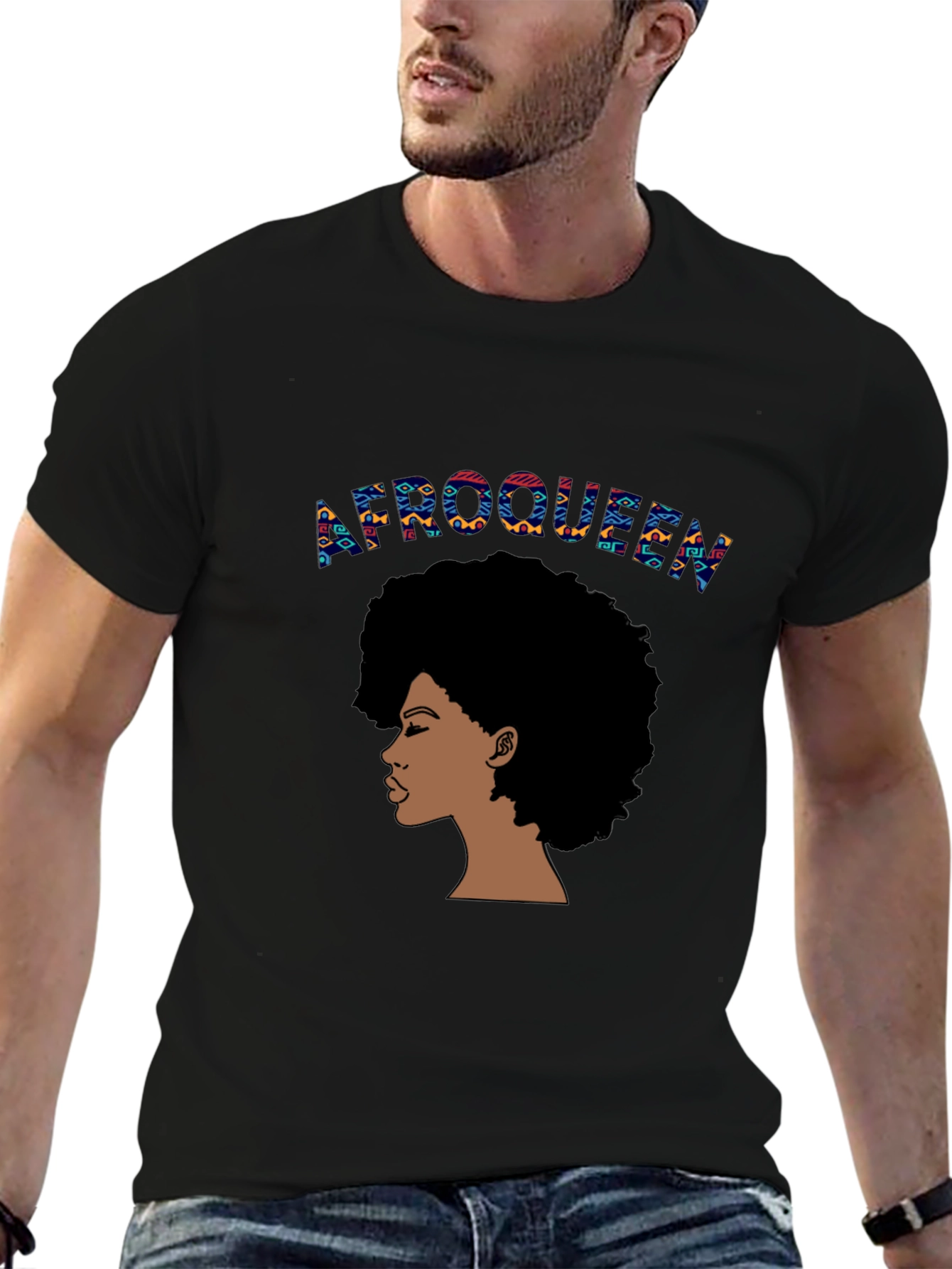 Afro Queen Graphic T-Shirt - Black