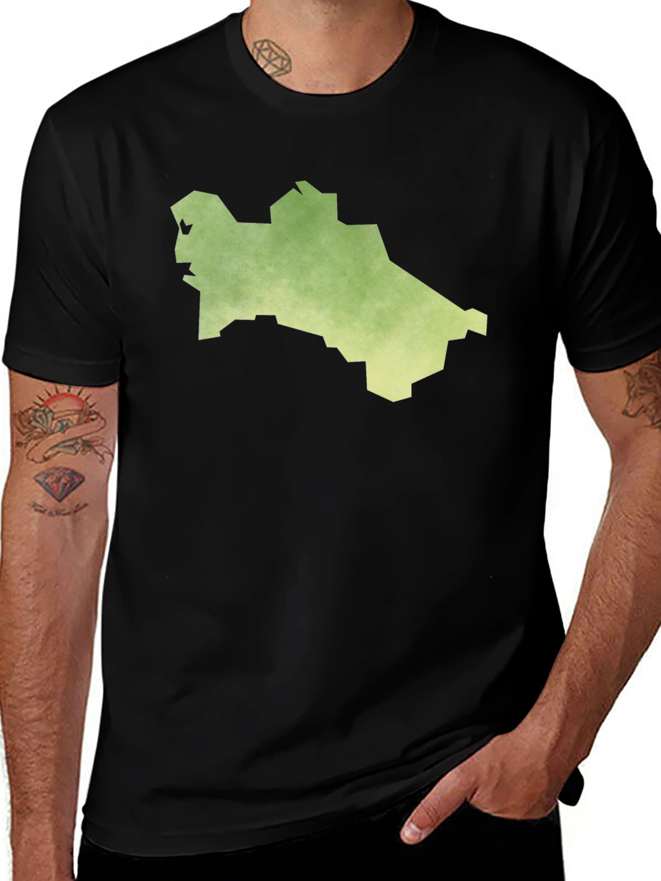 Turkmenistan Map T-Shirt - Black Cotton Tee
