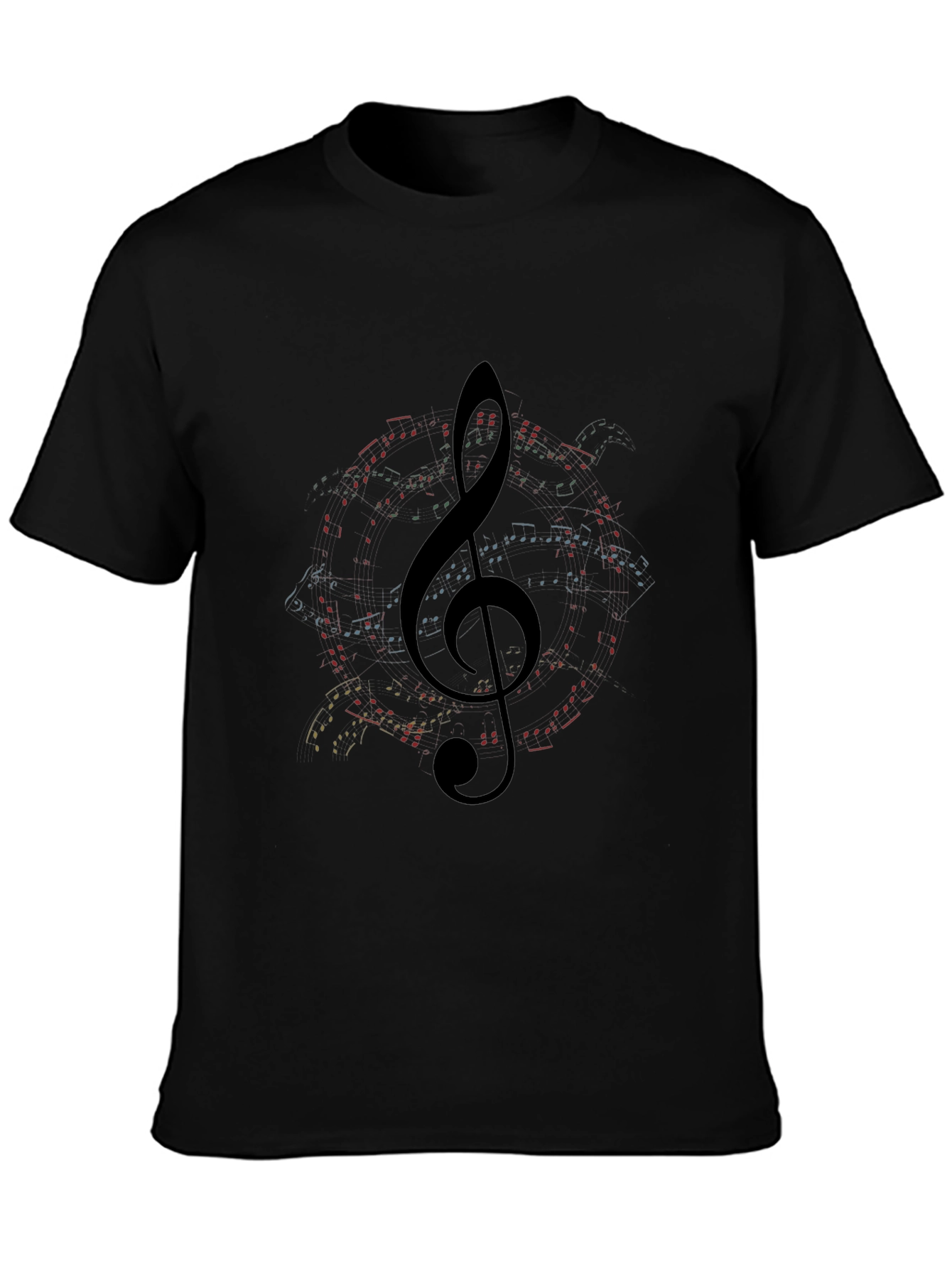 Musical Note Clef Graphic Black T-Shirt