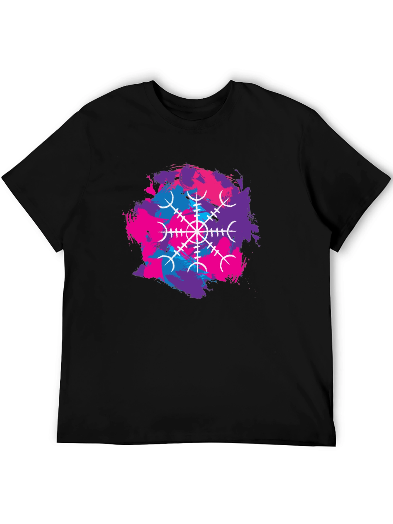 Black T-Shirt with Abstract Vegvisir Design