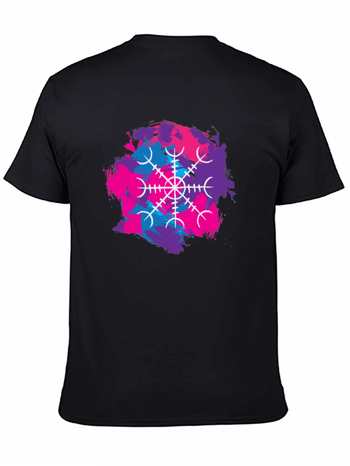 Black T-Shirt with Abstract Vegvisir Design