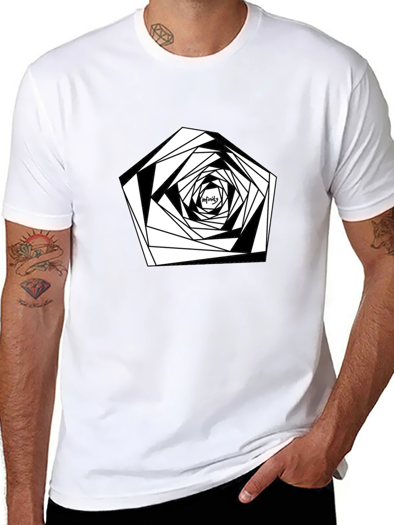Infinity Geometric Design Black T-Shirt