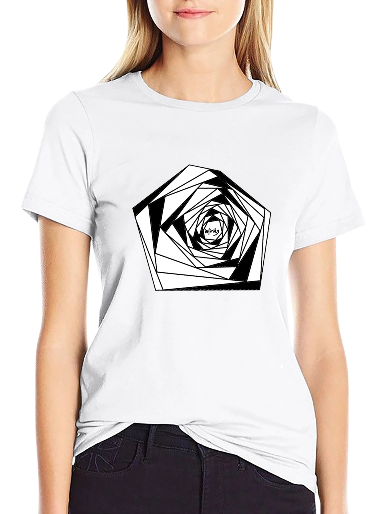 Infinity Geometric Design Black T-Shirt