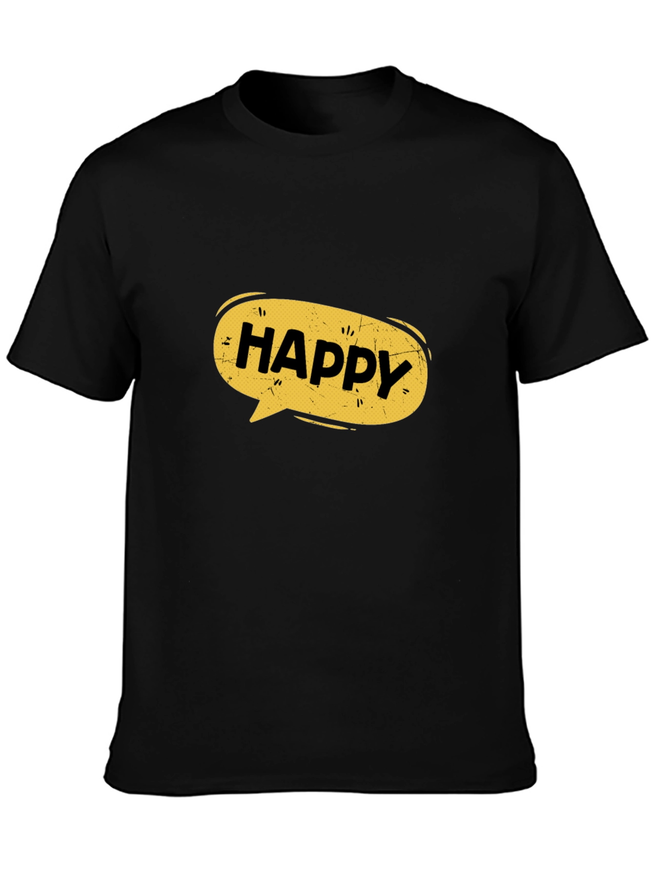 Happy Speech Bubble Black Graphic T-Shirt