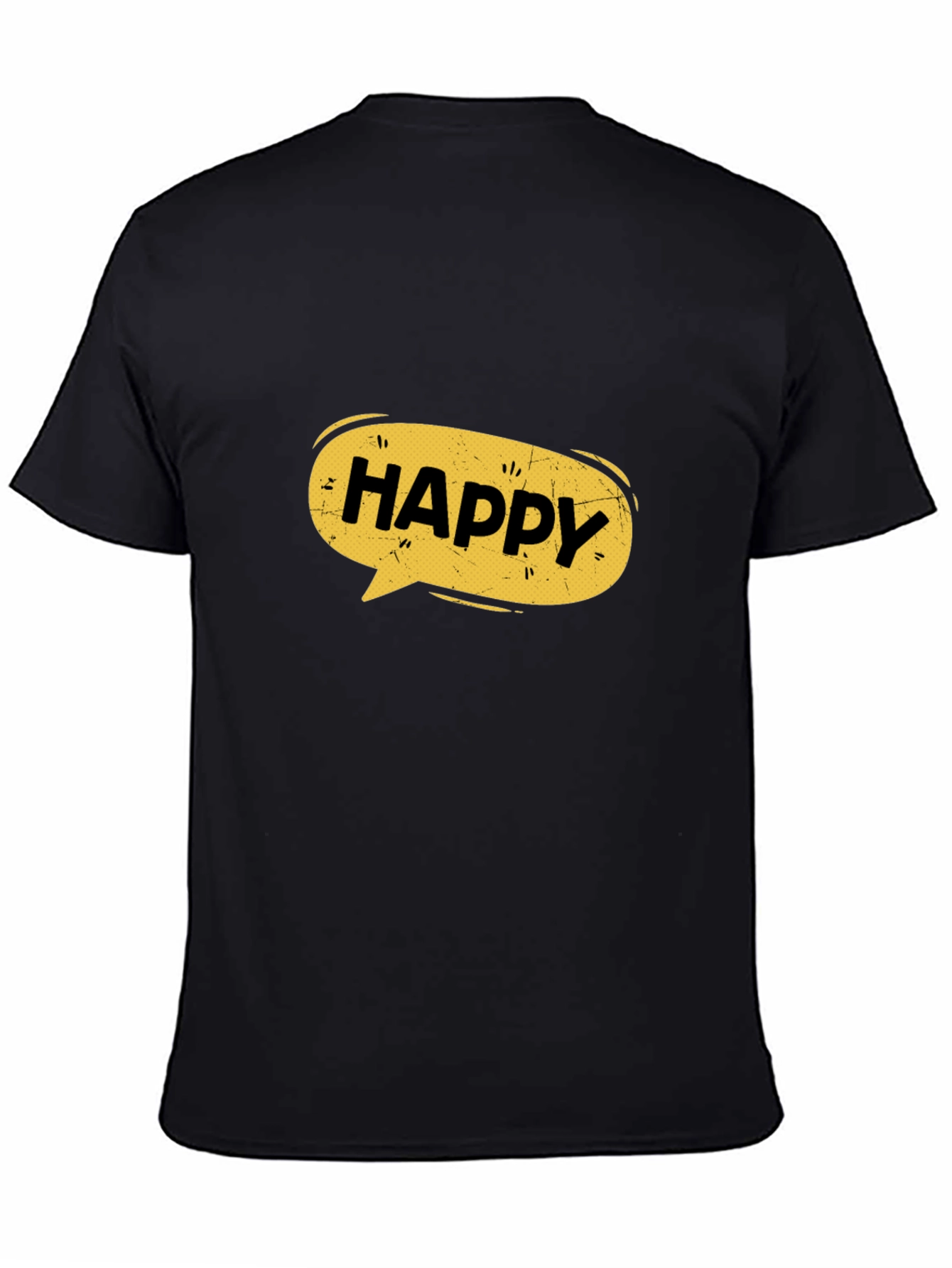 Happy Speech Bubble Black Graphic T-Shirt