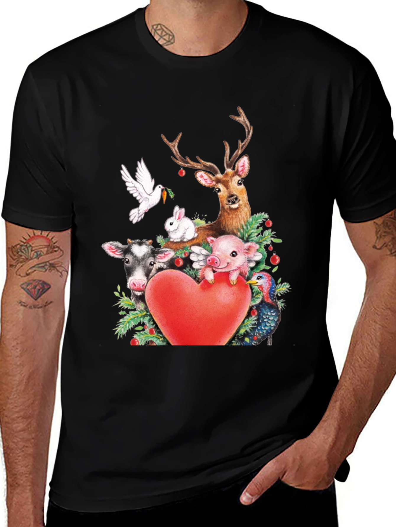 Vegan Animal Love Heart T-Shirt