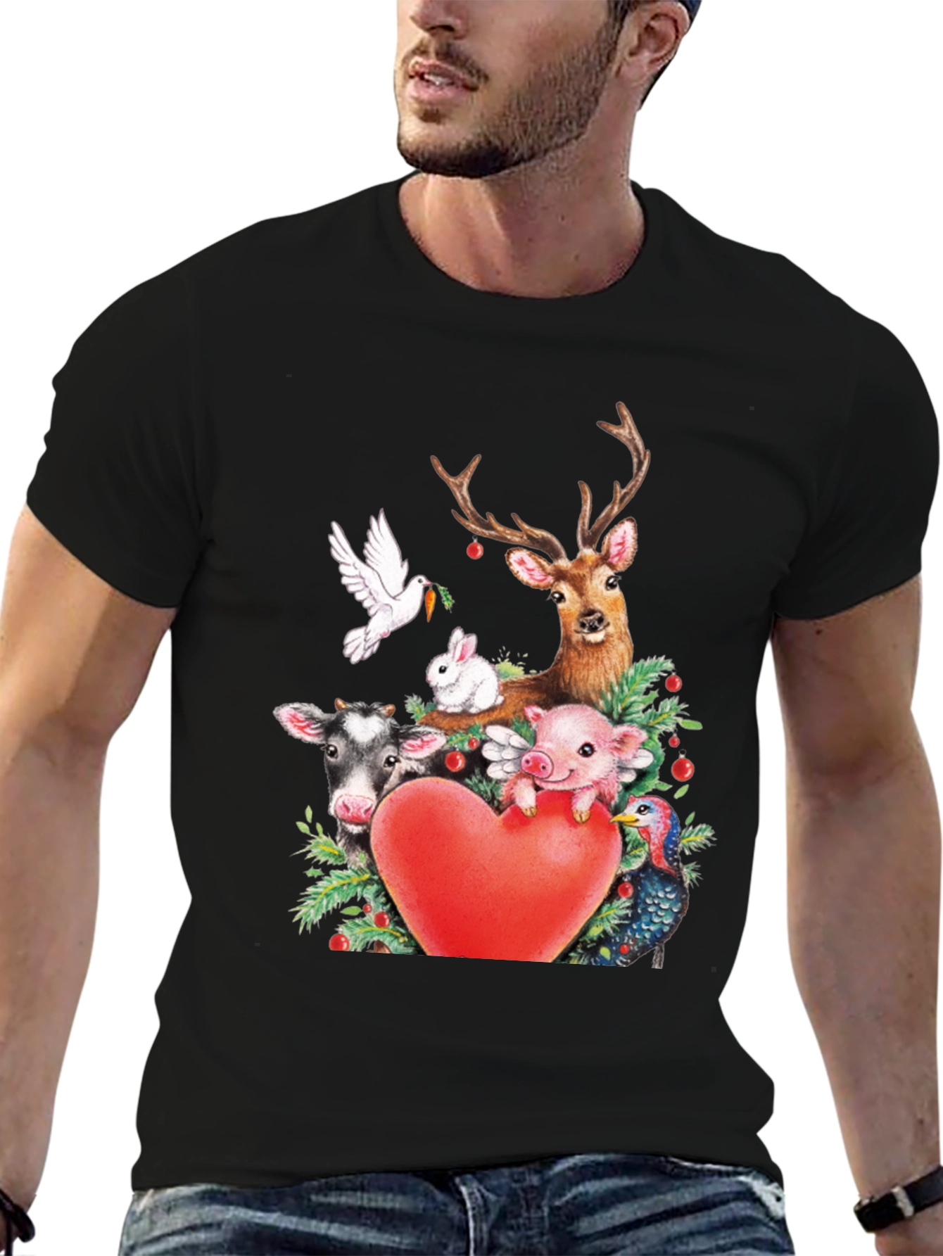 Vegan Animal Love Heart T-Shirt