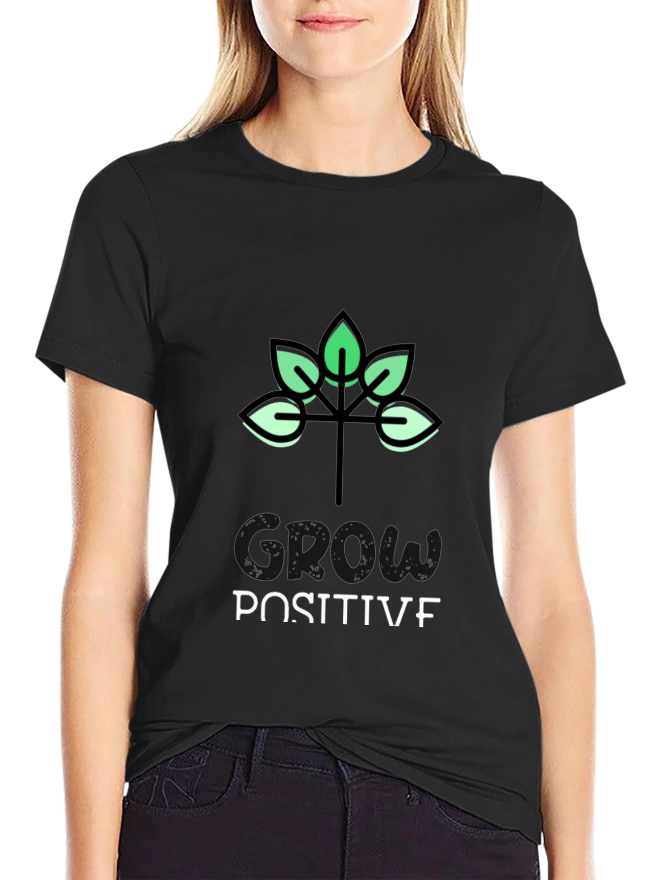Grow Positive Black Graphic T-Shirt
