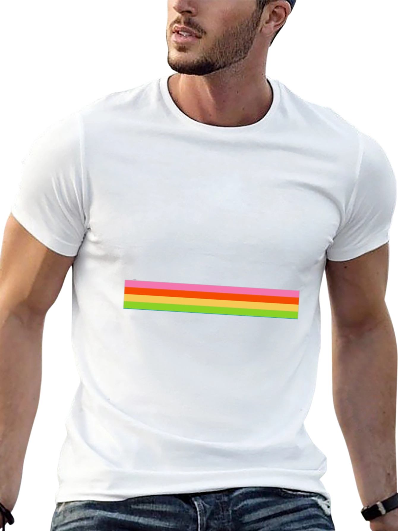 Striped Graphic Tee - Casual Black T-Shirt