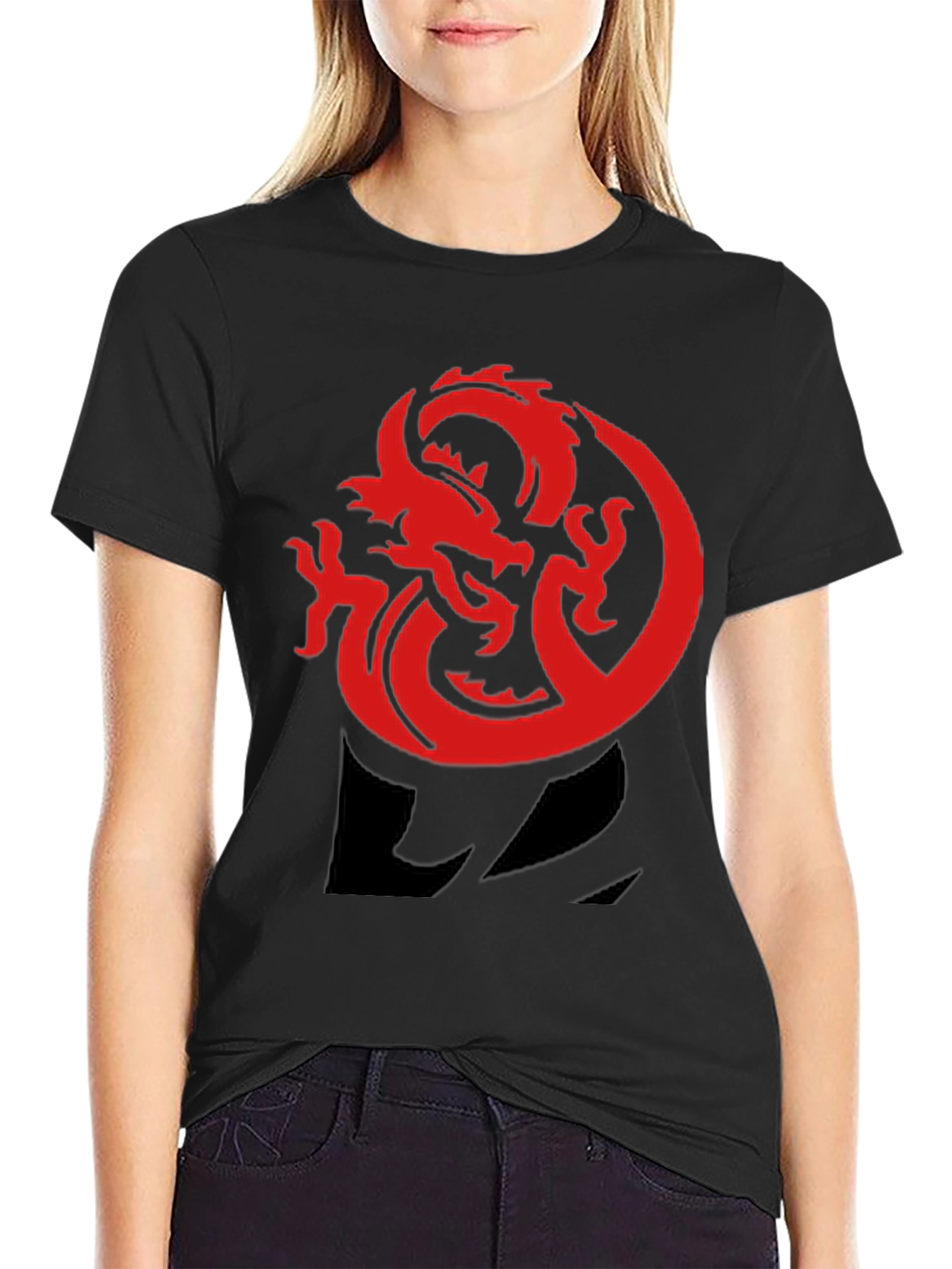 Red Dragon Graphic Tee - Bold Black T-Shirt