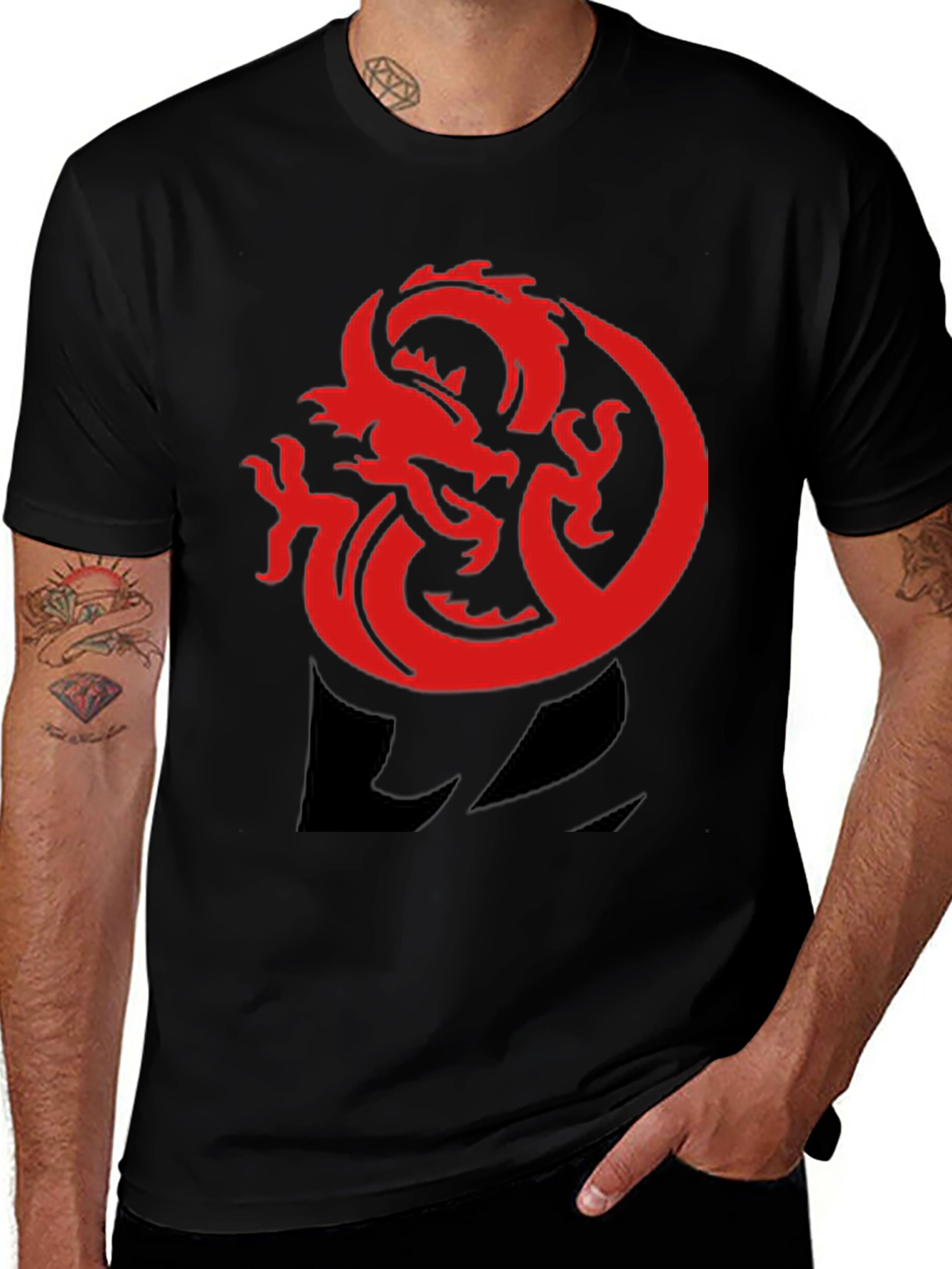 Red Dragon Graphic Tee - Bold Black T-Shirt