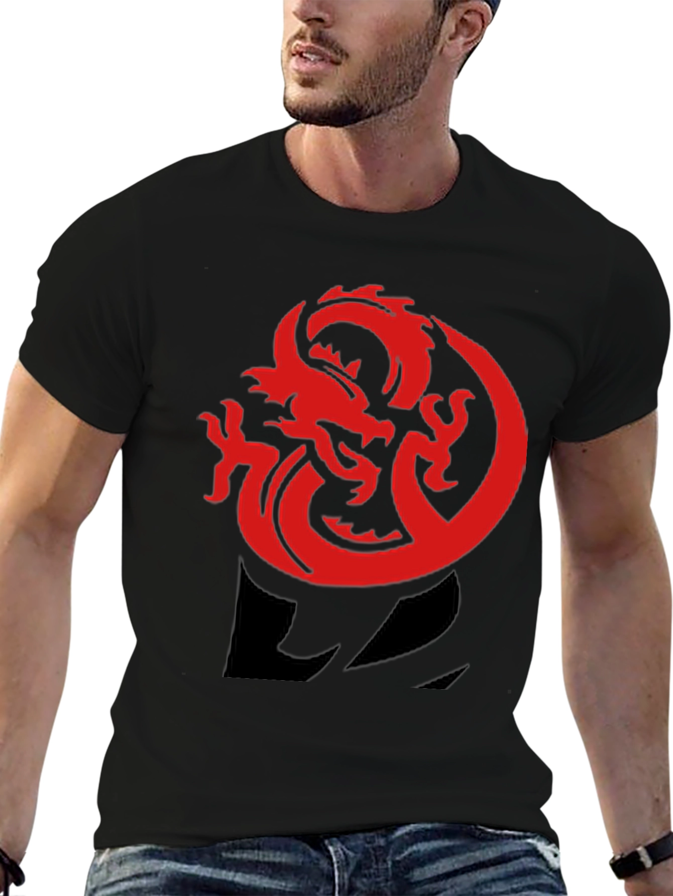Red Dragon Graphic Tee - Bold Black T-Shirt