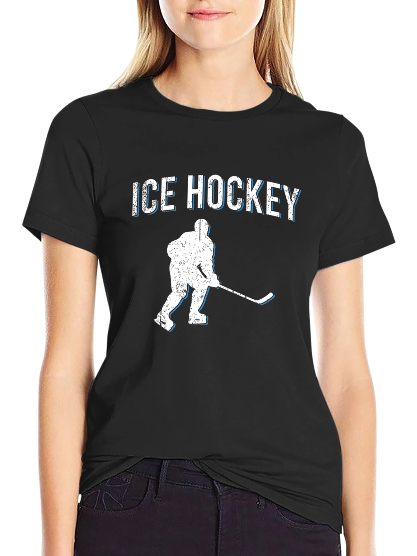 Ice Hockey Graphic T-Shirt - Black Cotton Tee