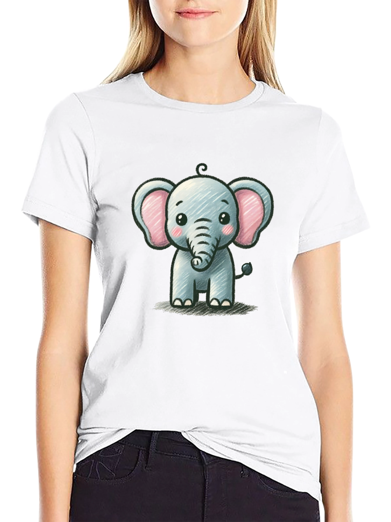 Cute Elephant Graphic Tee - Black Unisex T-Shirt