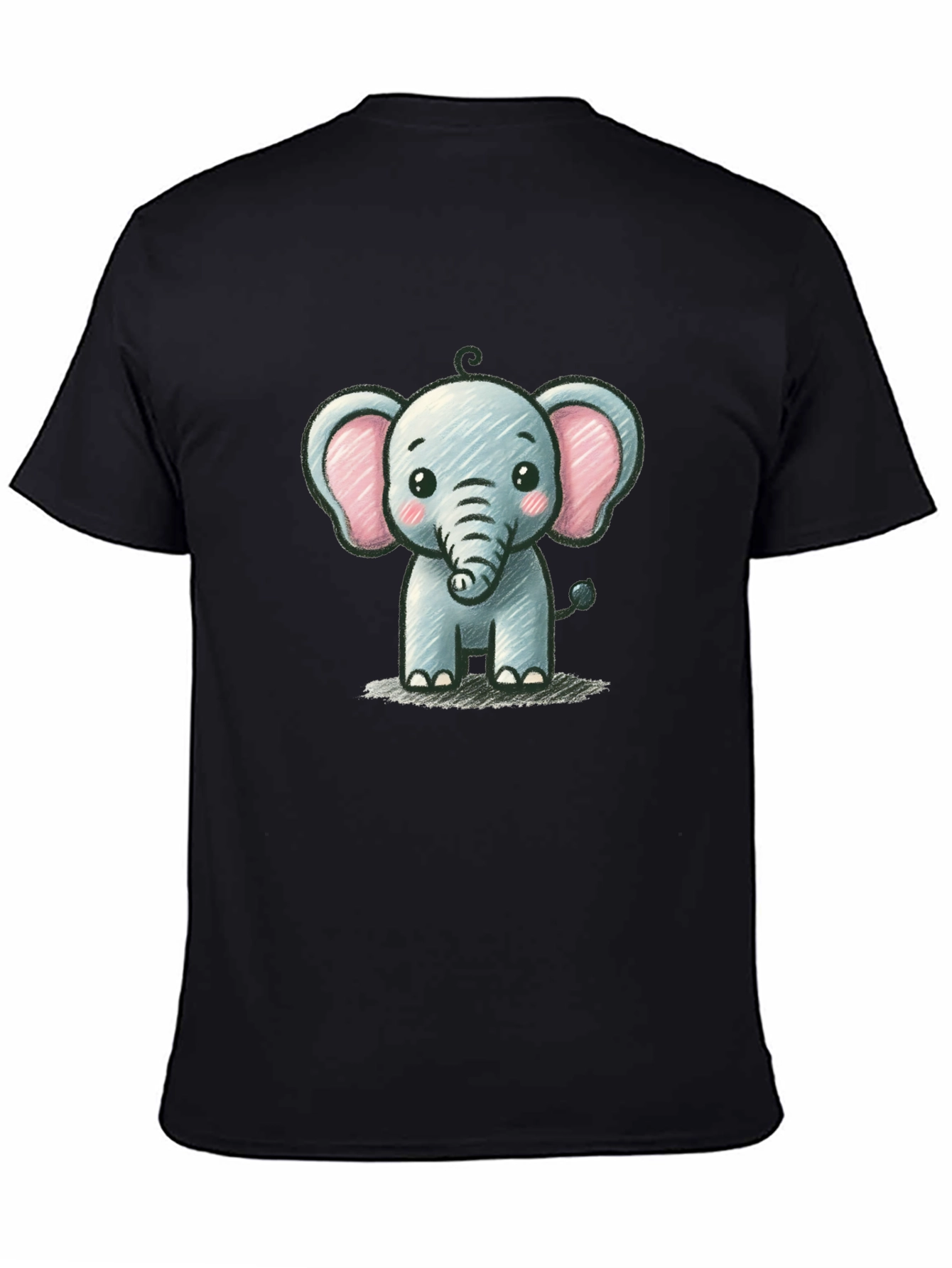 Cute Elephant Graphic Tee - Black Unisex T-Shirt
