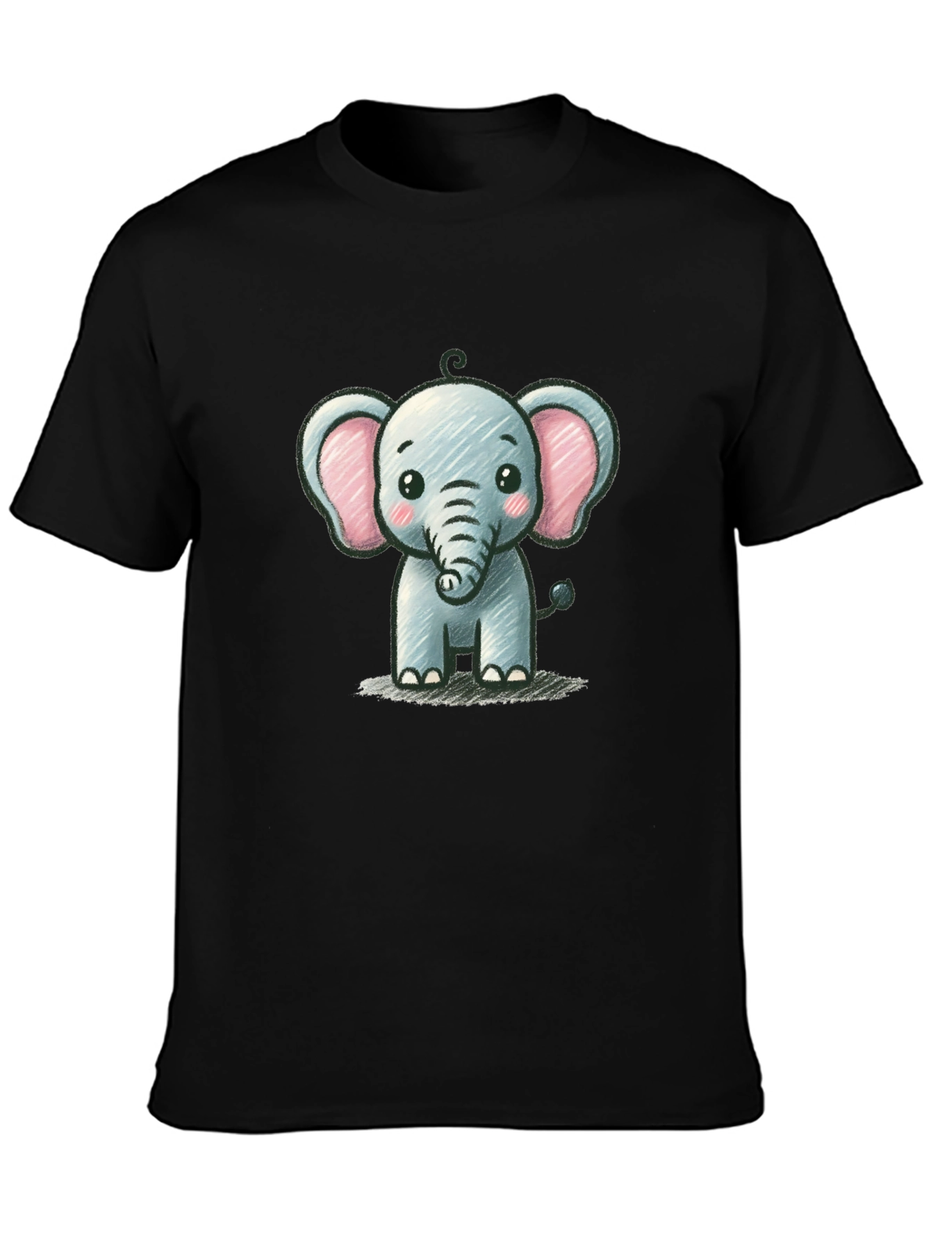 Cute Elephant Graphic Tee - Black Unisex T-Shirt