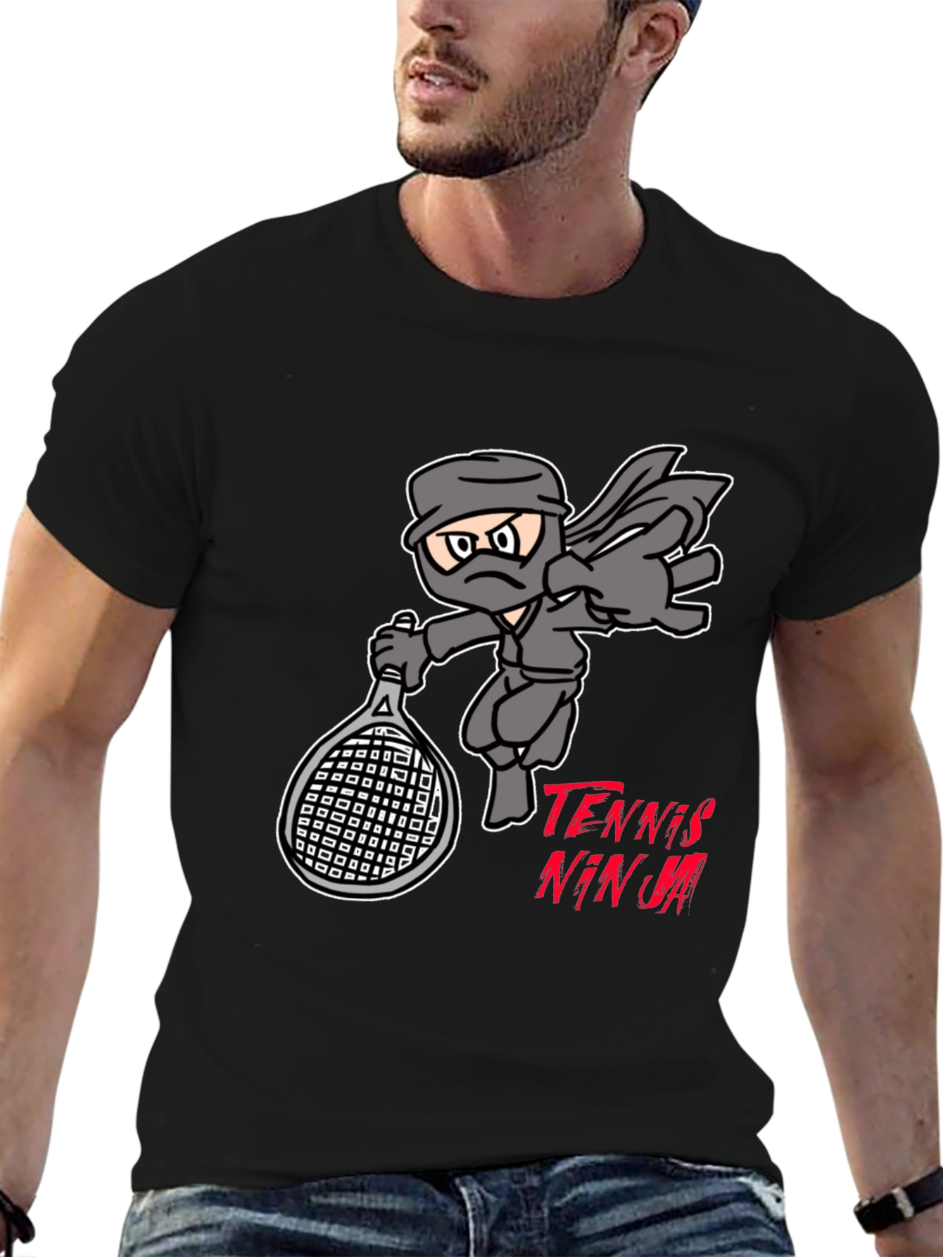 Tennis Ninja T-Shirt - Funny Cartoon Design