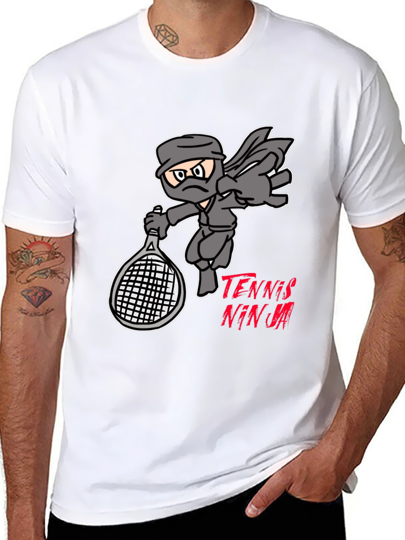Tennis Ninja T-Shirt - Funny Cartoon Design