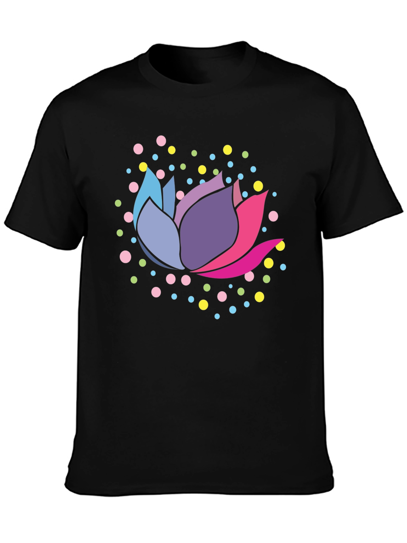Lotus Flower Graphic Tee - Stylish Mens Black T-Shirt
