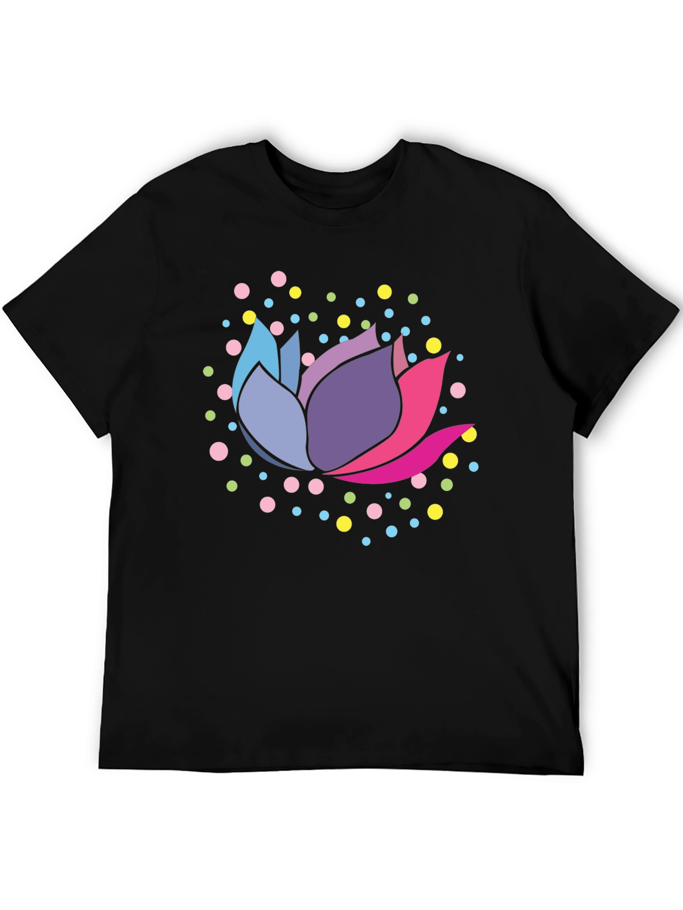 Lotus Flower Graphic Tee - Stylish Mens Black T-Shirt