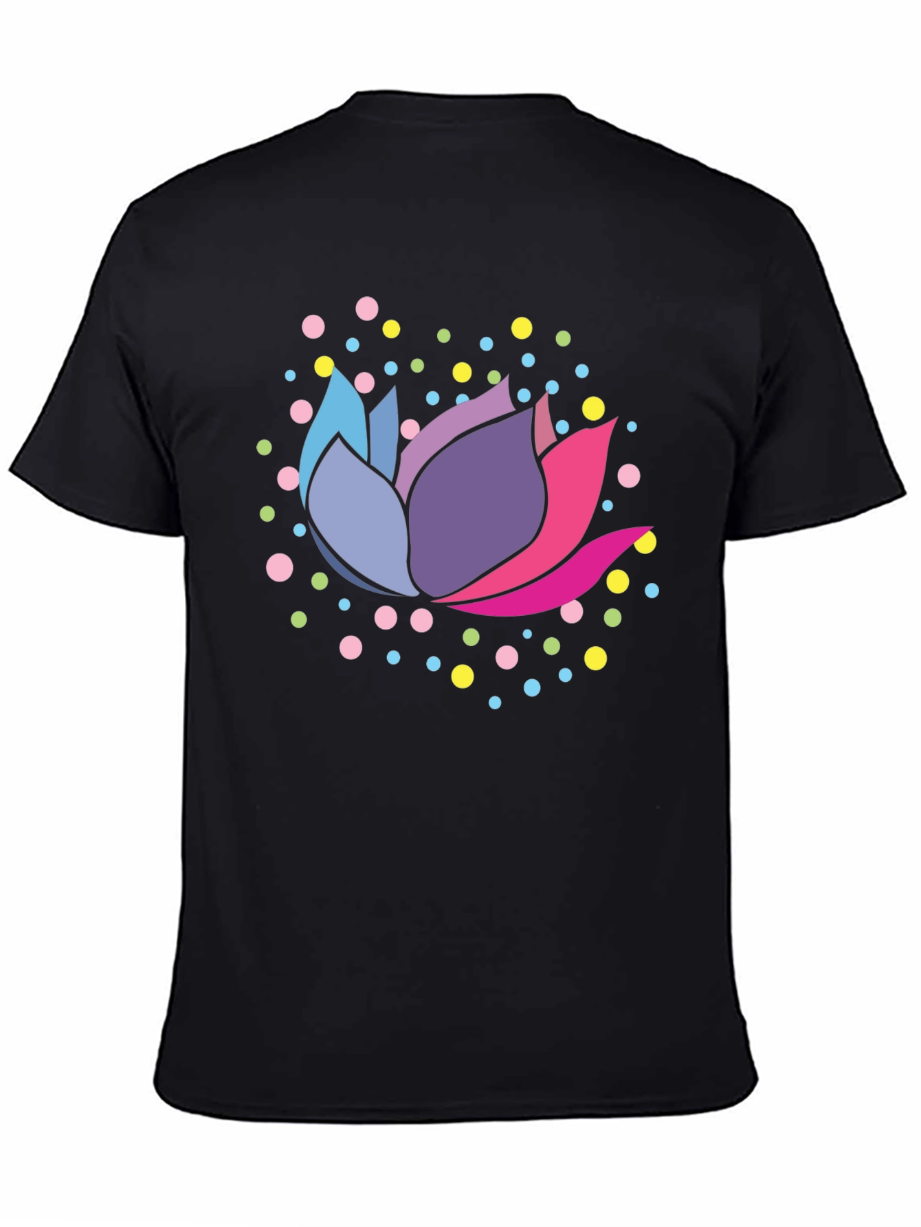 Lotus Flower Graphic Tee - Stylish Mens Black T-Shirt
