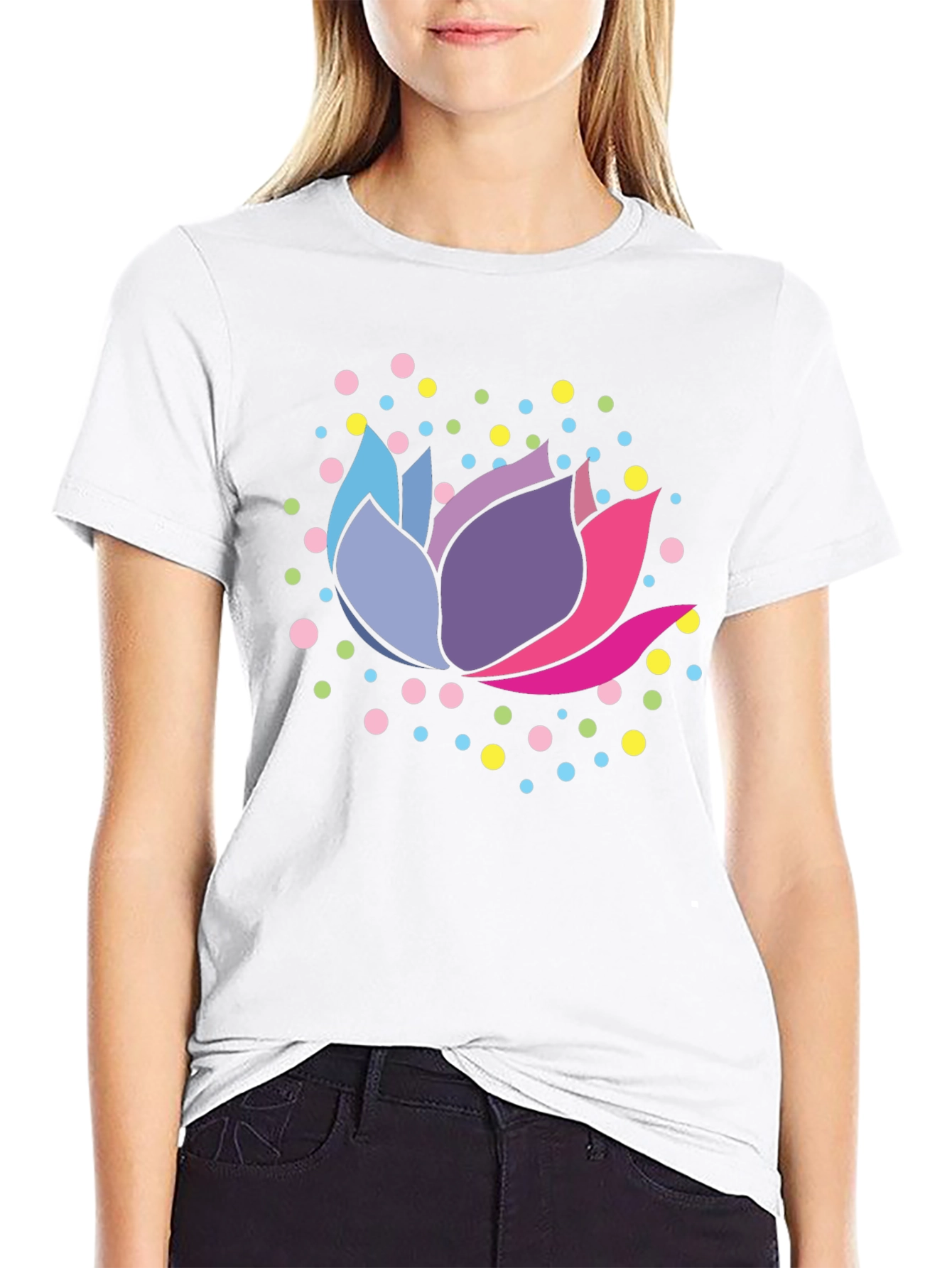 Lotus Flower Graphic Tee - Stylish Mens Black T-Shirt