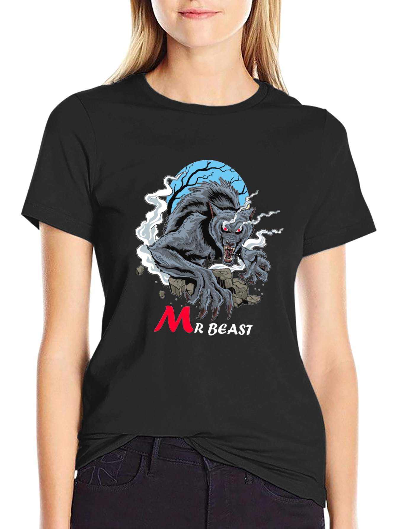 MrBeast Werewolf Black T-Shirt