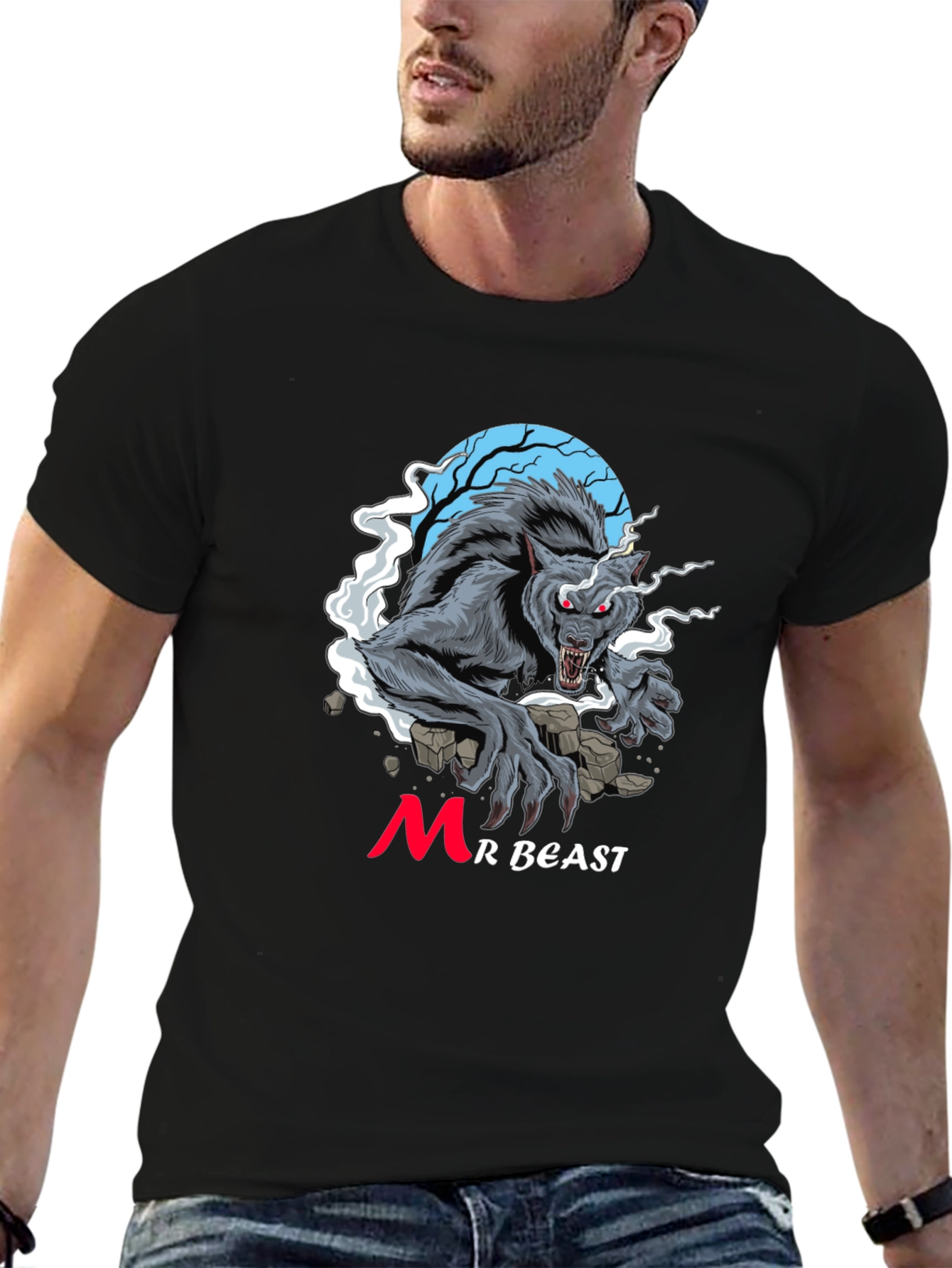 MrBeast Werewolf Black T-Shirt