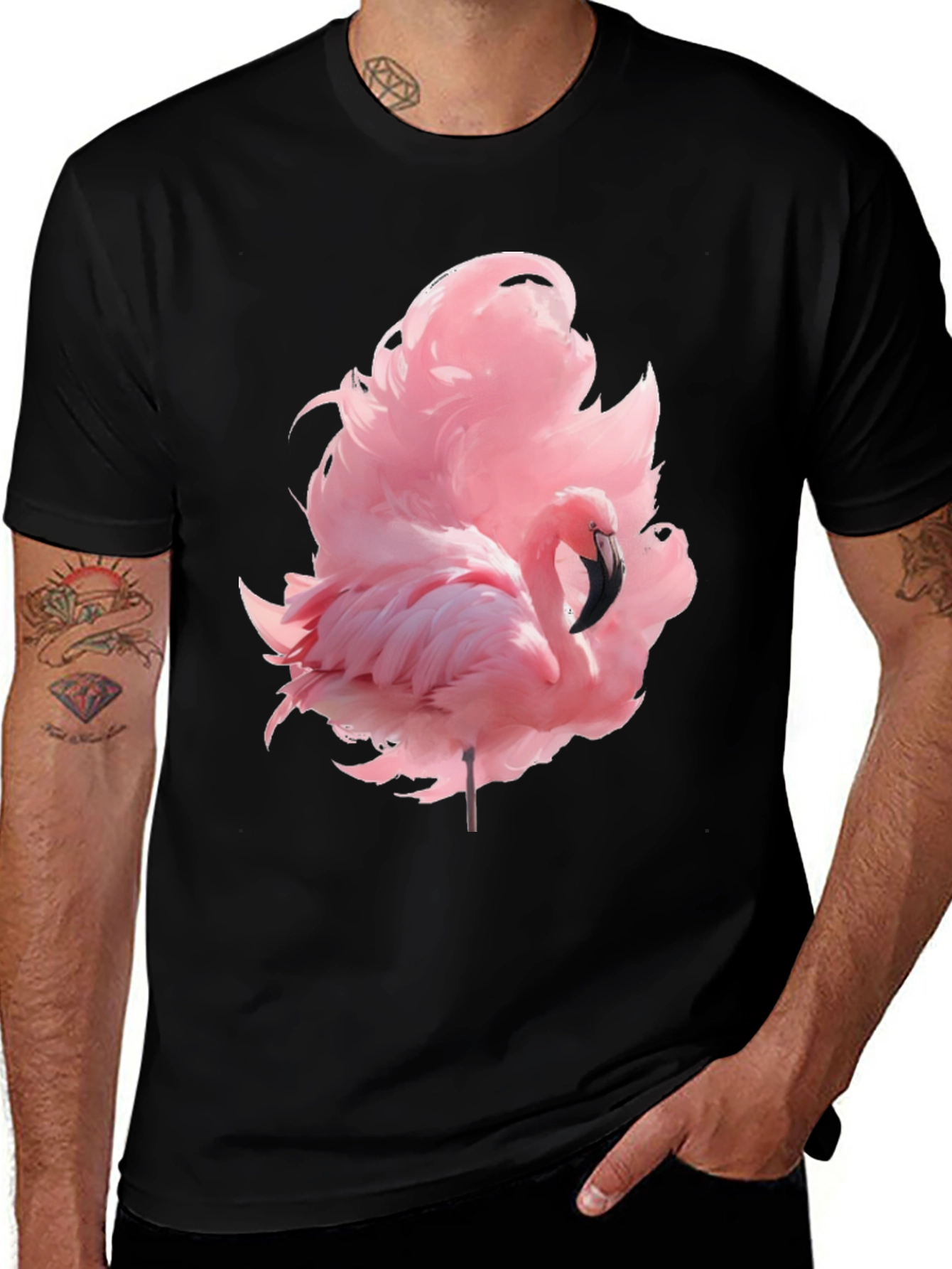 Flamingo Graphic Tee - Black Casual Shirt