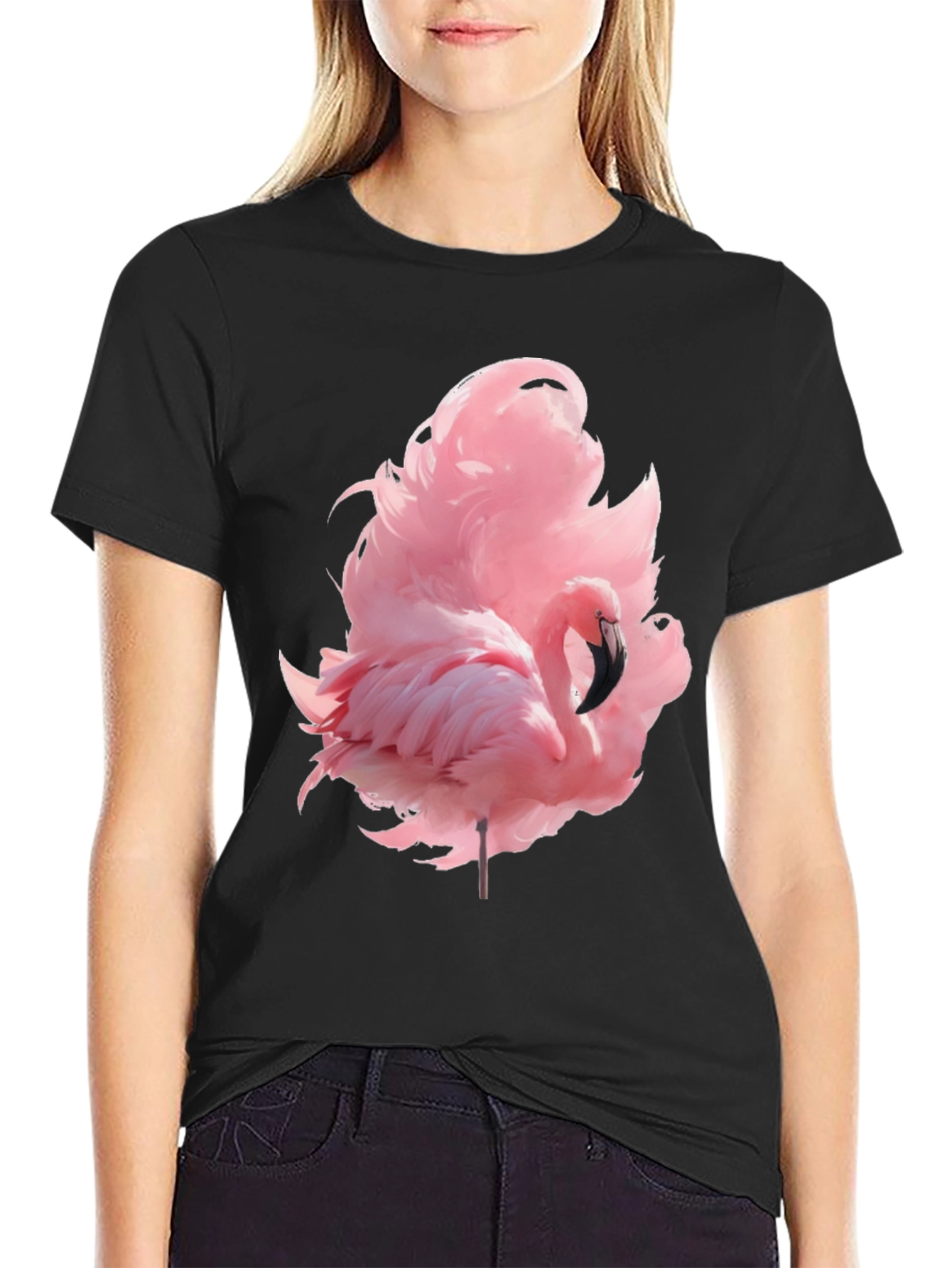 Flamingo Graphic Tee - Black Casual Shirt