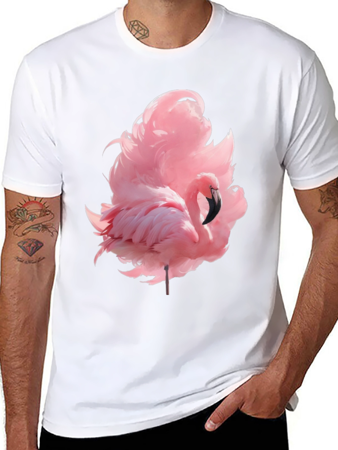 Flamingo Graphic Tee - Black Casual Shirt