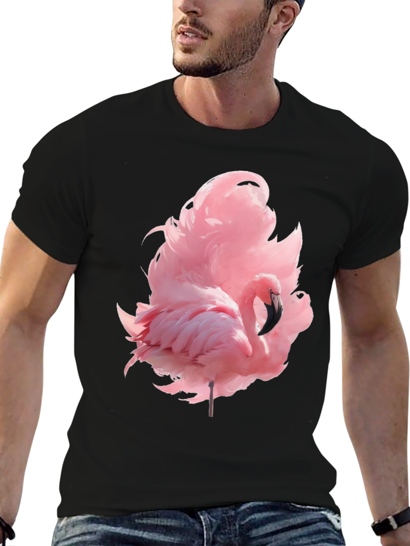 Flamingo Graphic Tee - Black Casual Shirt