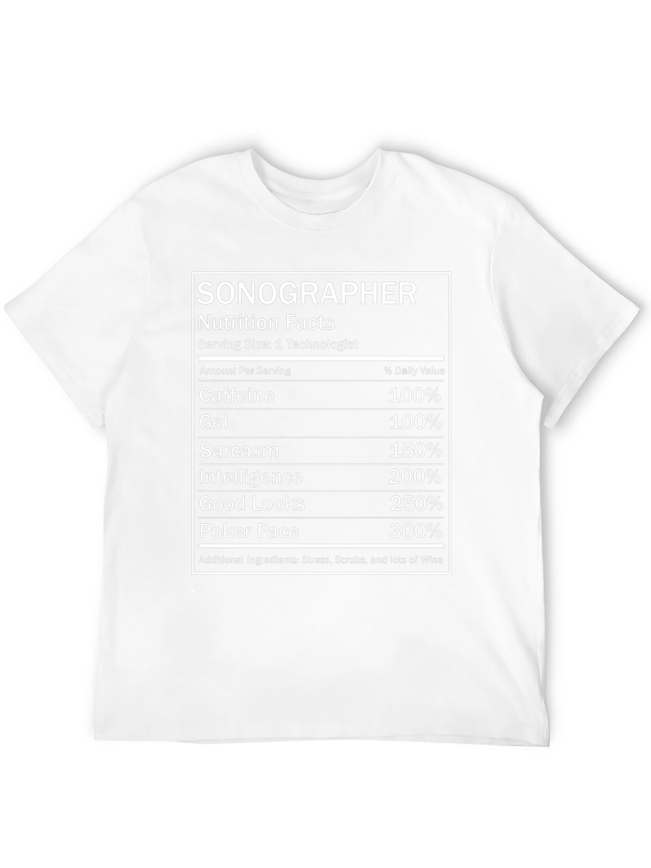 Funny Sonographer Nutrition Facts Black T-Shirt
