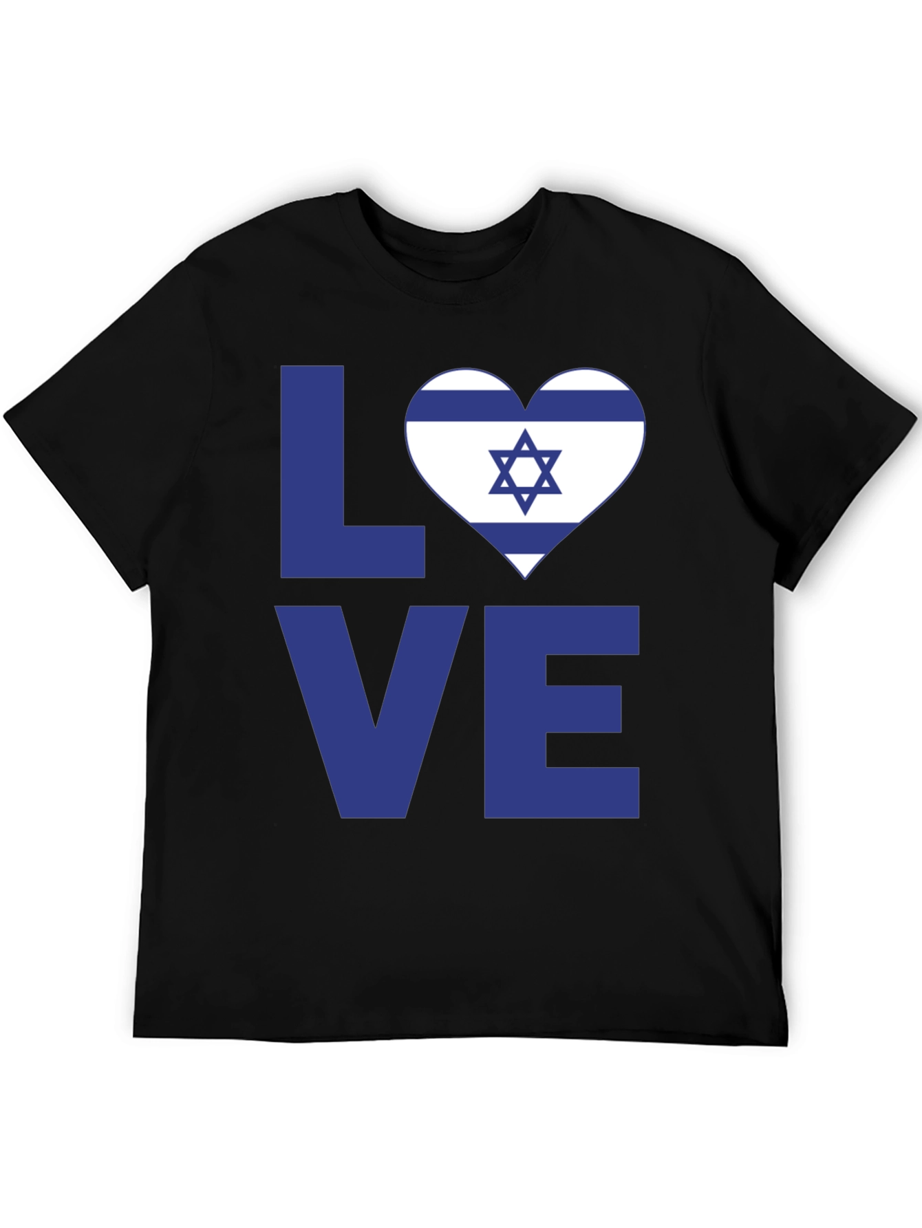 Israel Love Heart Graphic T-Shirt - Black Cotton Tee