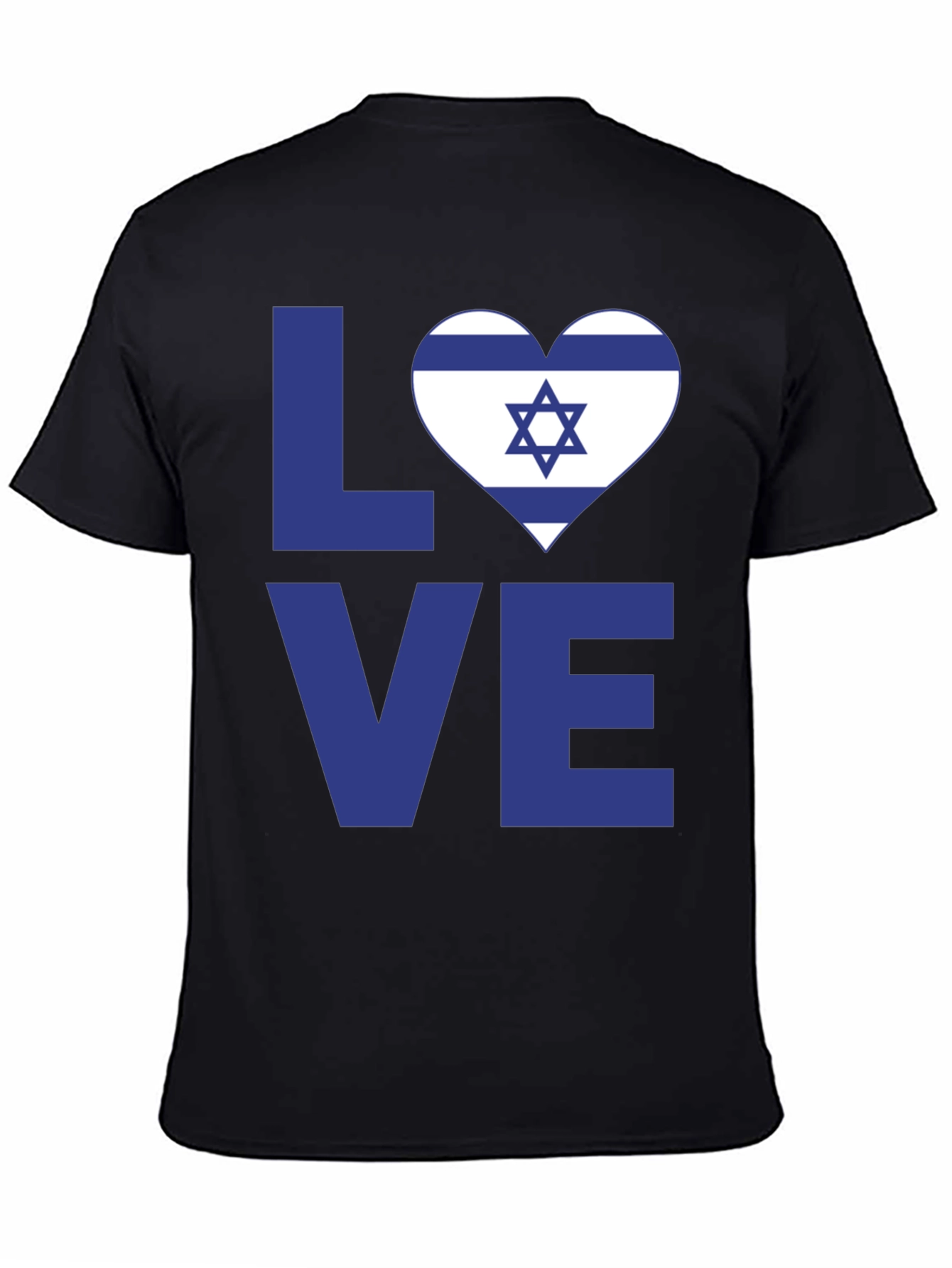 Israel Love Heart Graphic T-Shirt - Black Cotton Tee