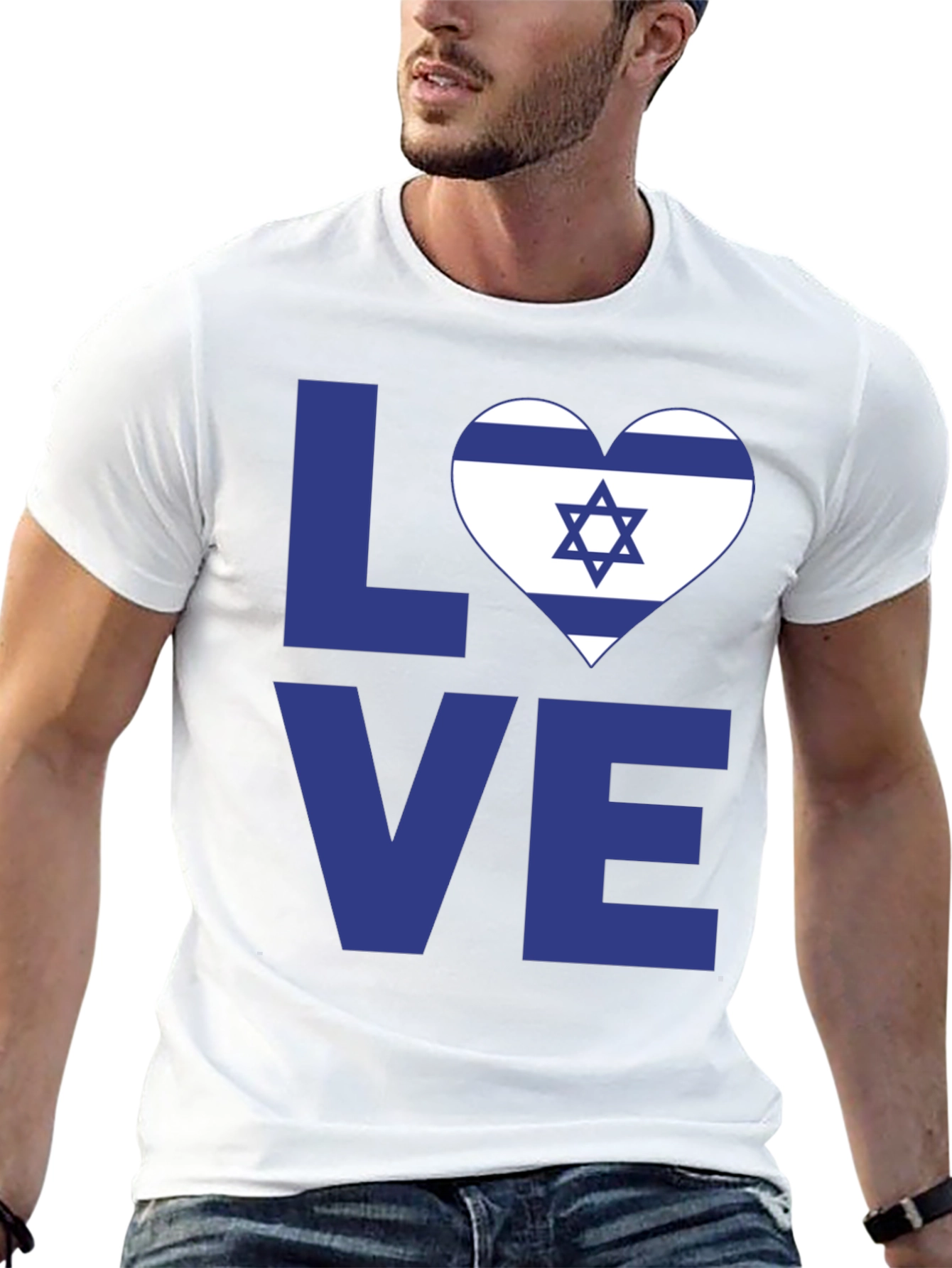 Israel Love Heart Graphic T-Shirt - Black Cotton Tee