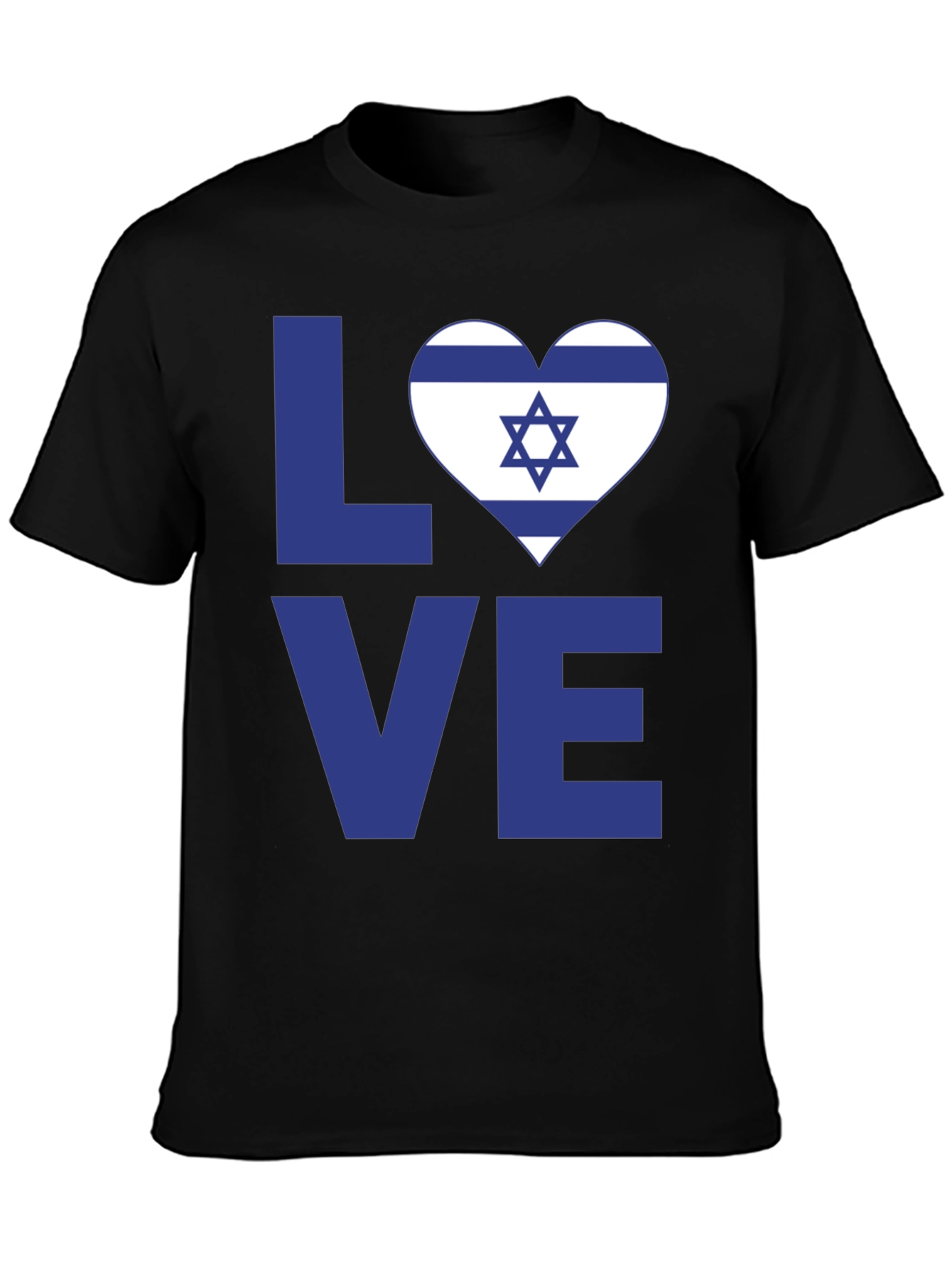 Israel Love Heart Graphic T-Shirt - Black Cotton Tee