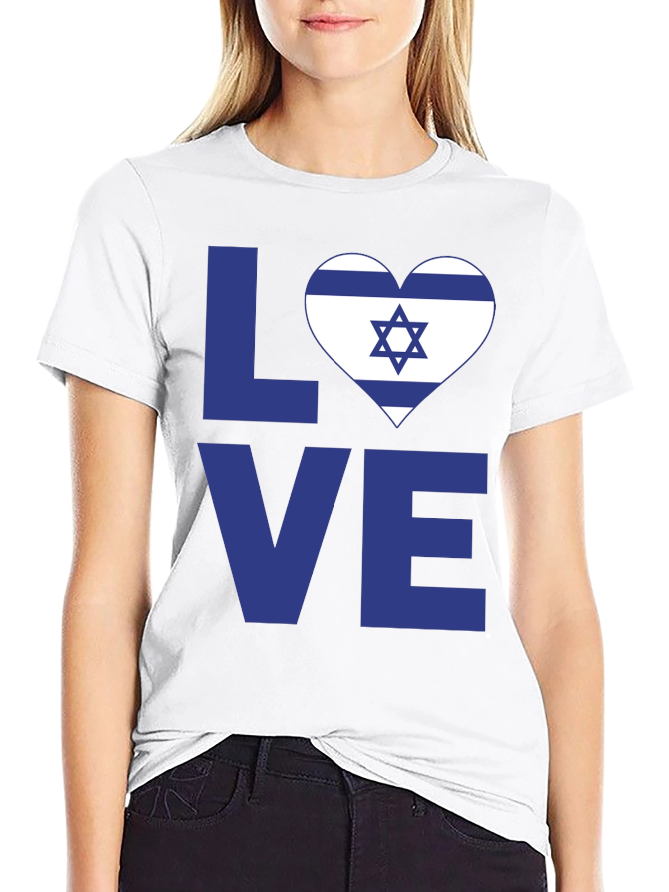 Israel Love Heart Graphic T-Shirt - Black Cotton Tee