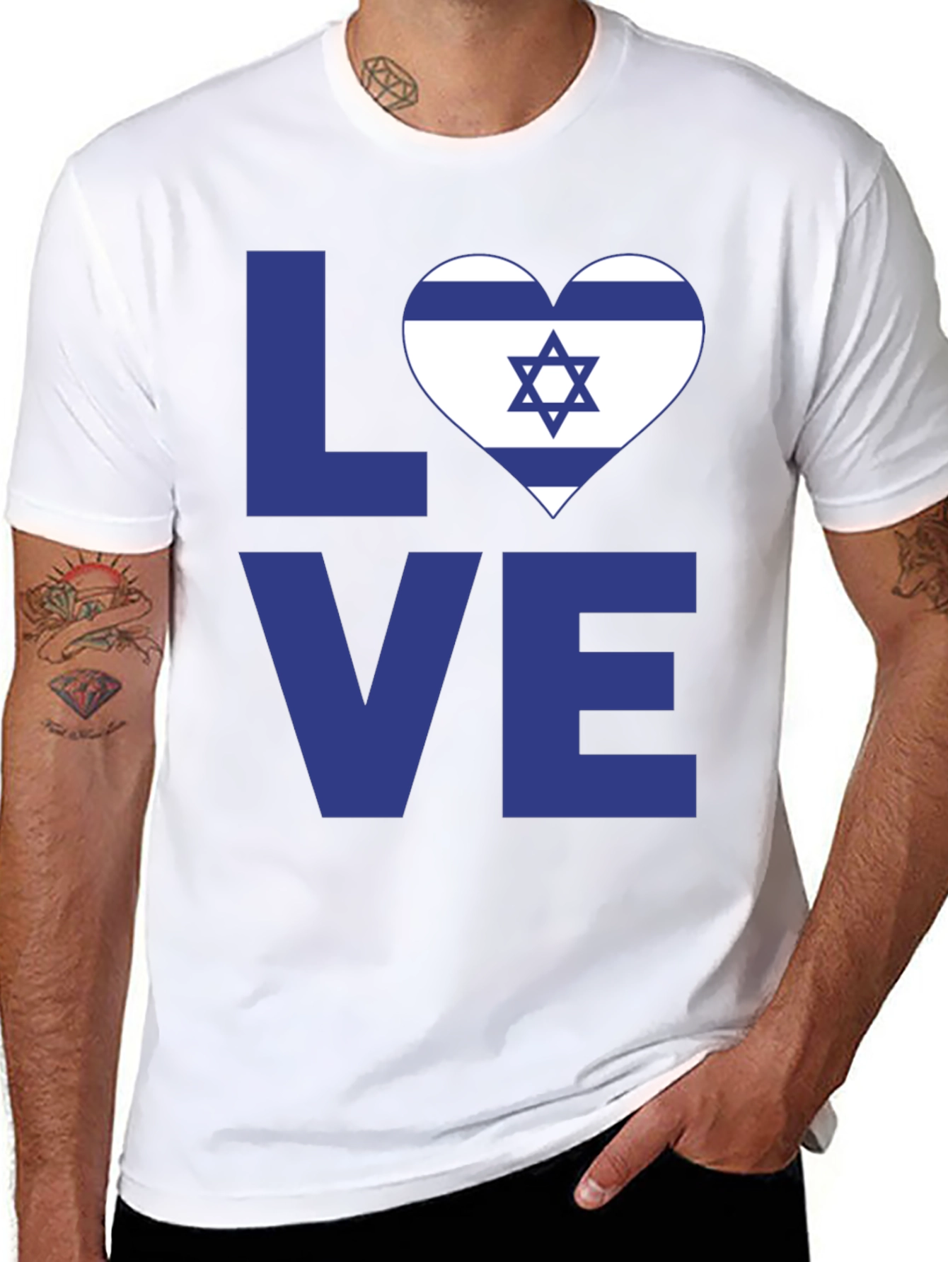 Israel Love Heart Graphic T-Shirt - Black Cotton Tee