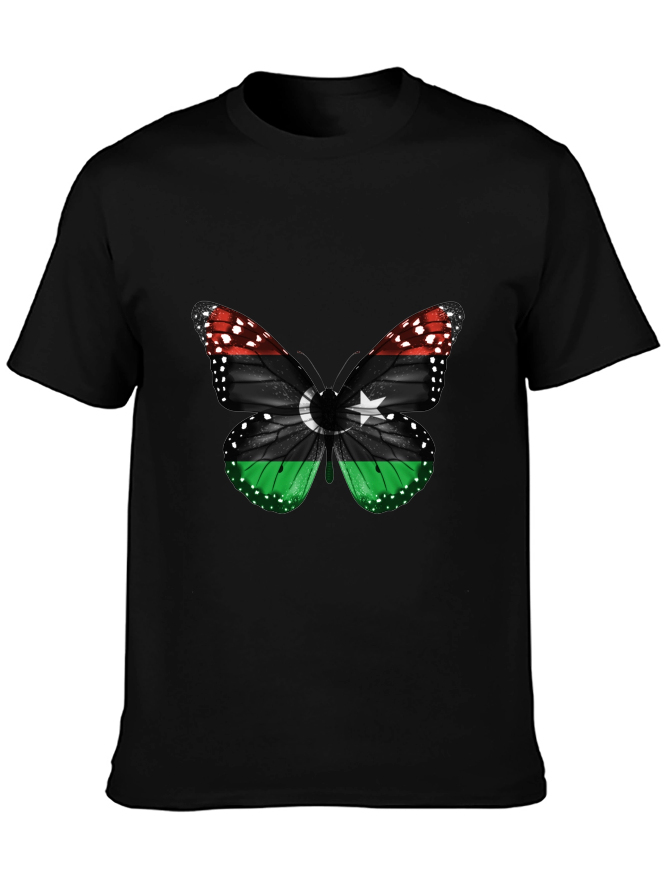 Libya Flag Butterfly Mens T-Shirt