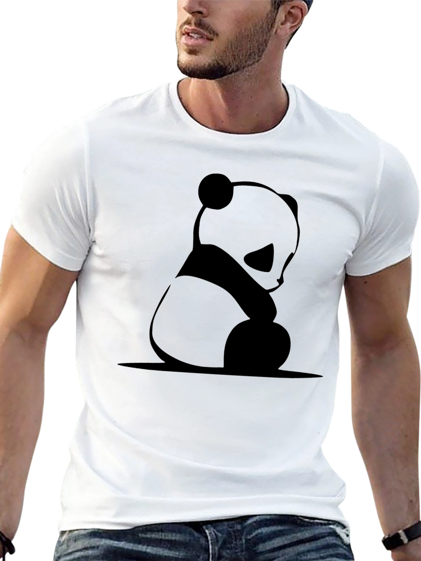 Mens Black Panda Graphic Tee - Casual Style
