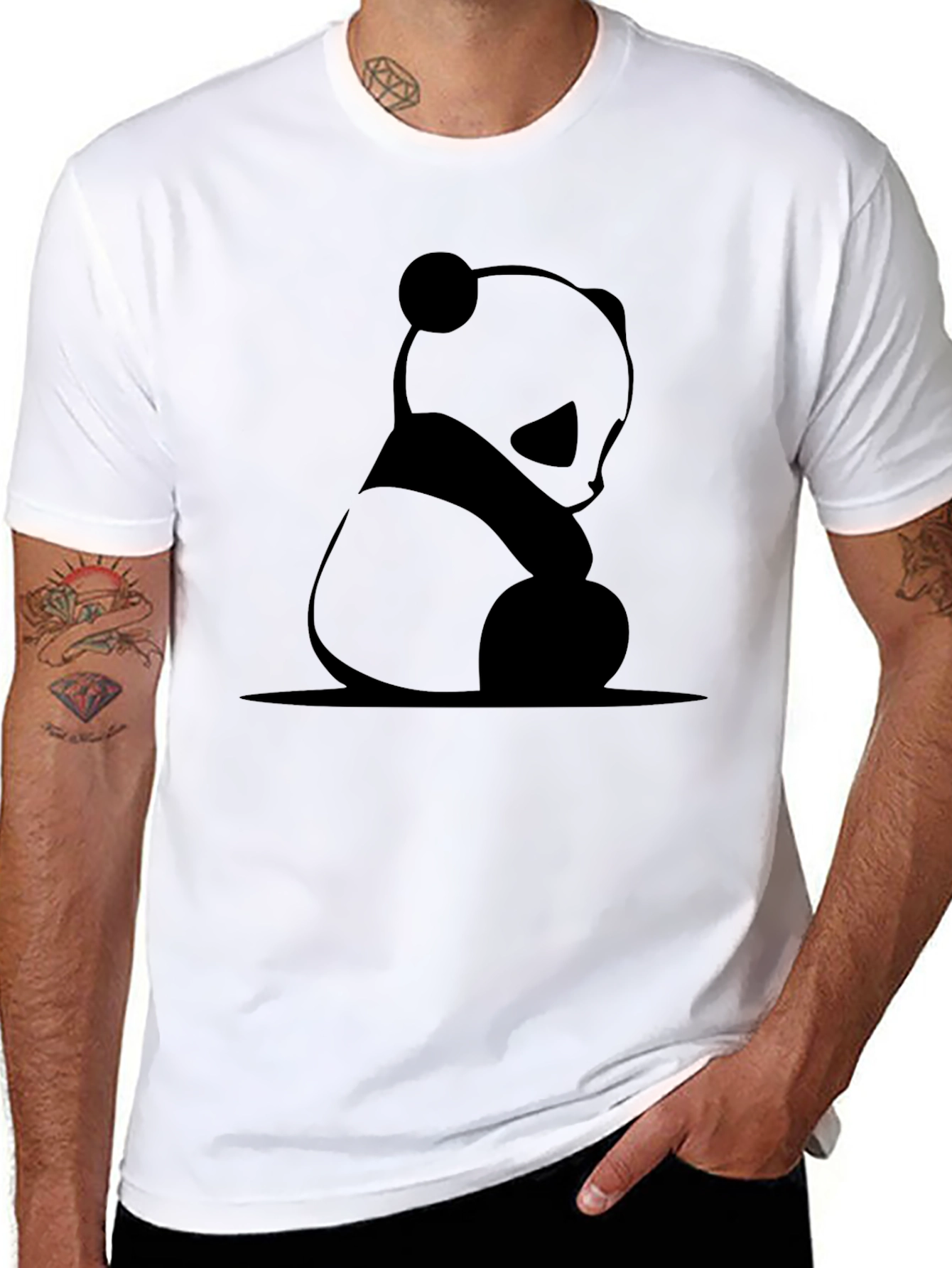 Mens Black Panda Graphic Tee - Casual Style