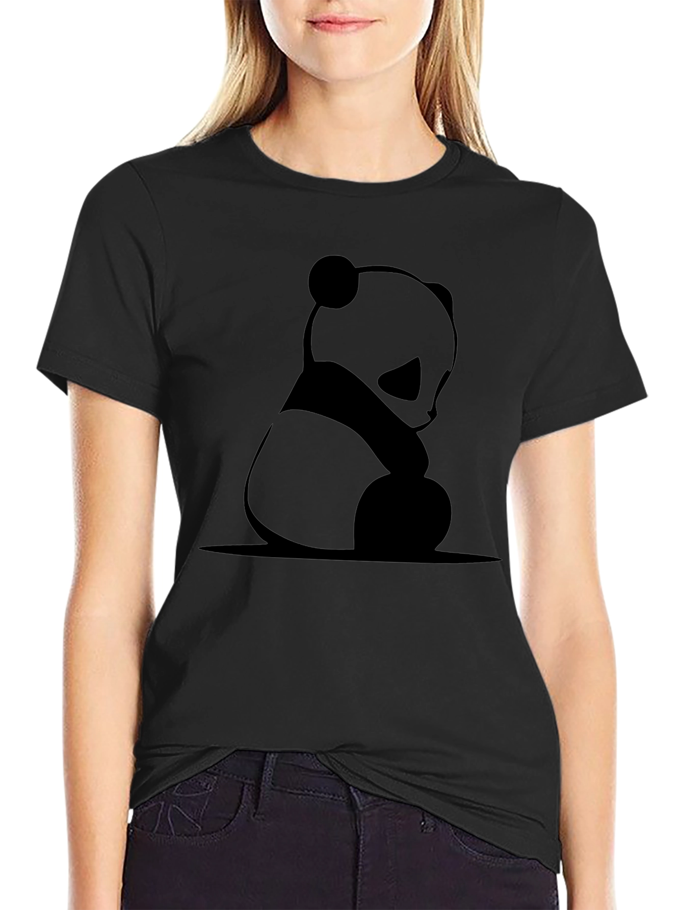 Mens Black Panda Graphic Tee - Casual Style