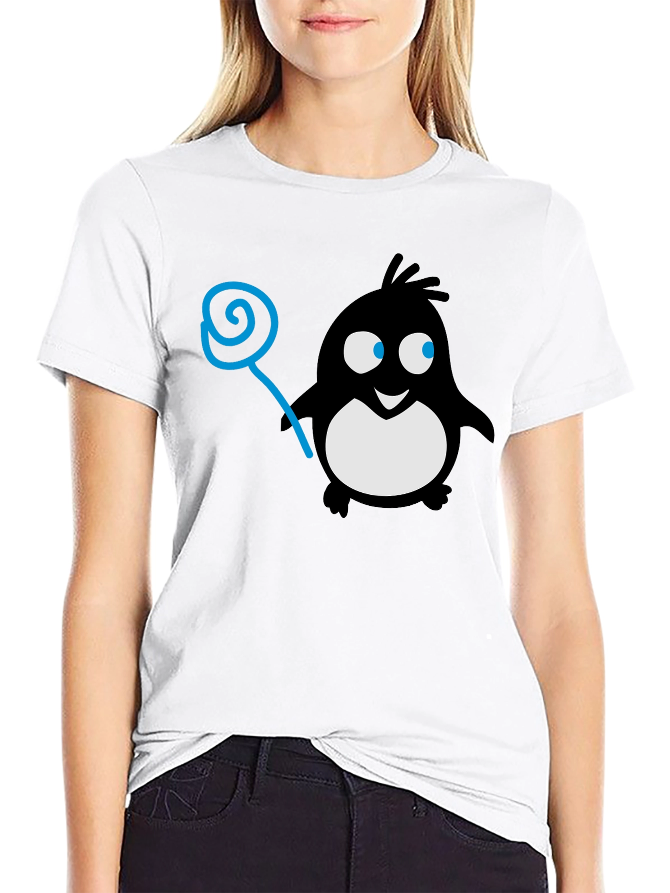 Penguin Lollipop Graphic Tee - Black Cotton T-Shirt