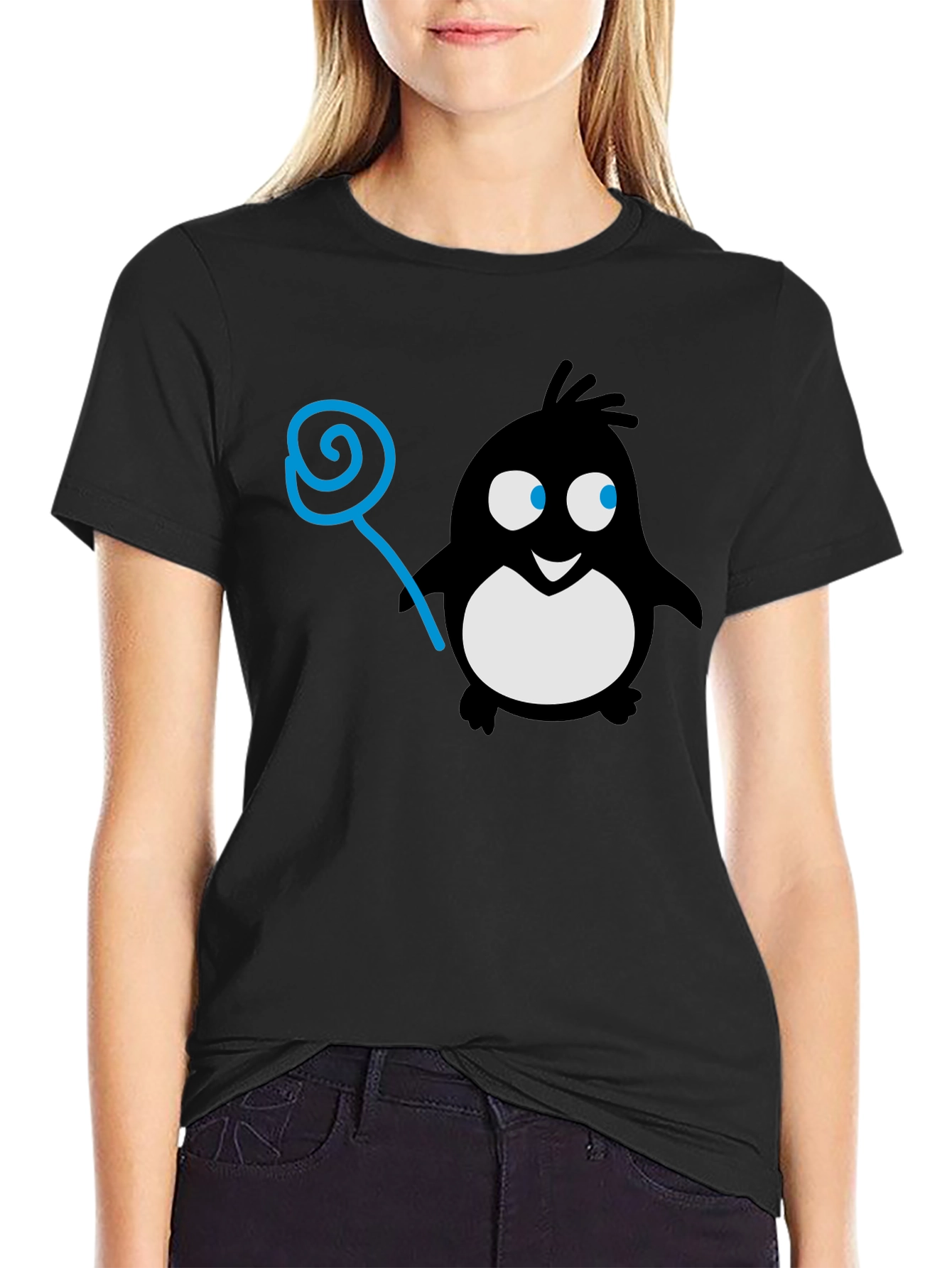 Penguin Lollipop Graphic Tee - Black Cotton T-Shirt