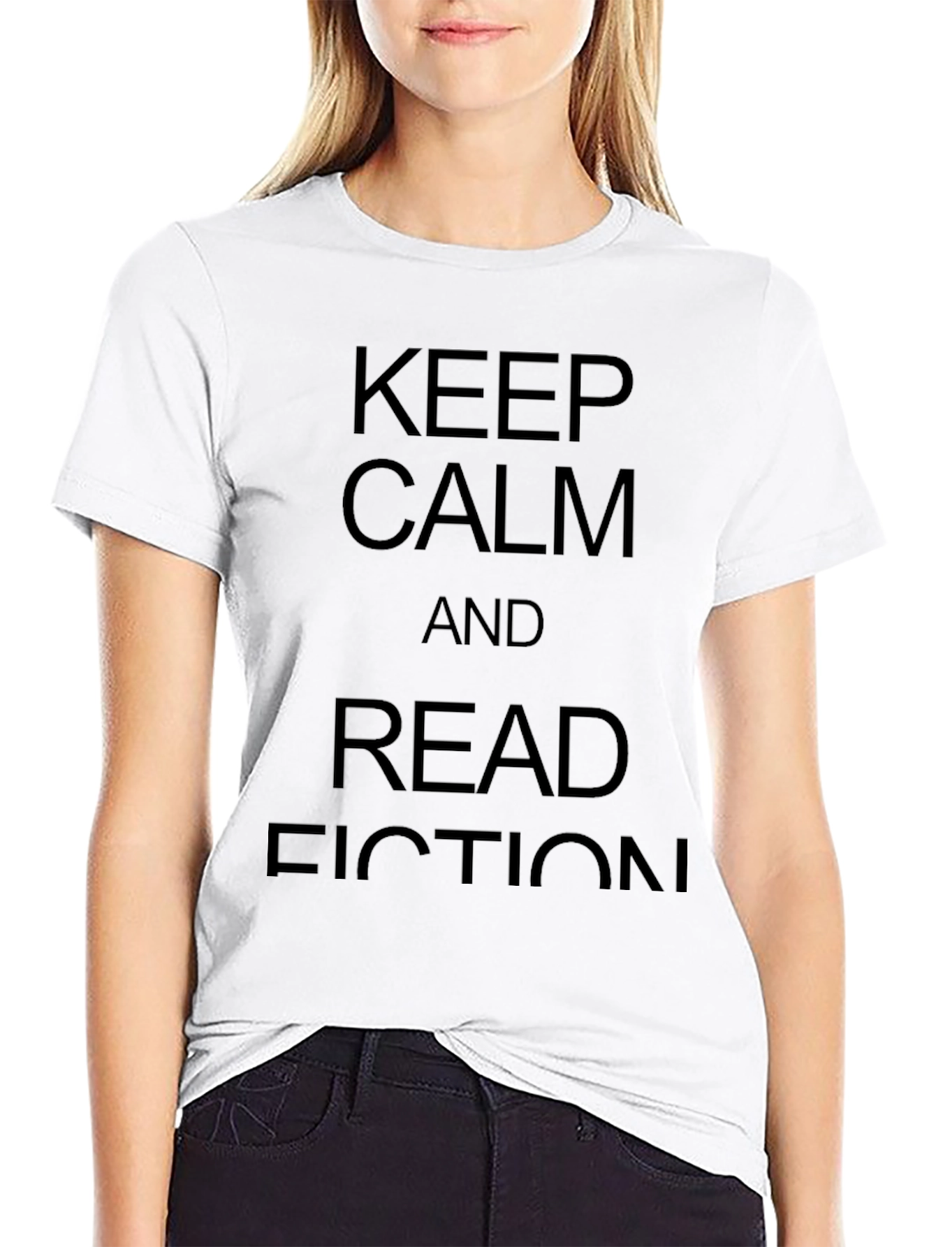 Keep Calm and Read Fiction Black Tee