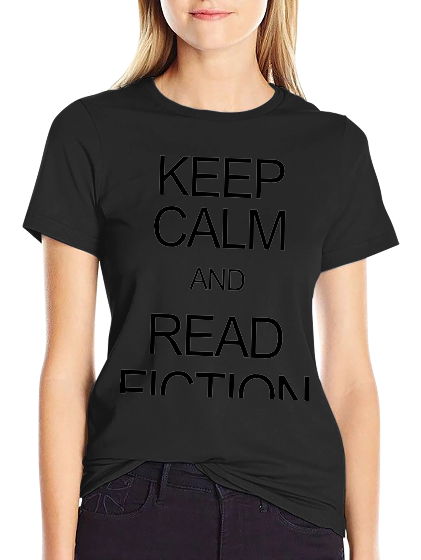 Keep Calm and Read Fiction Black Tee
