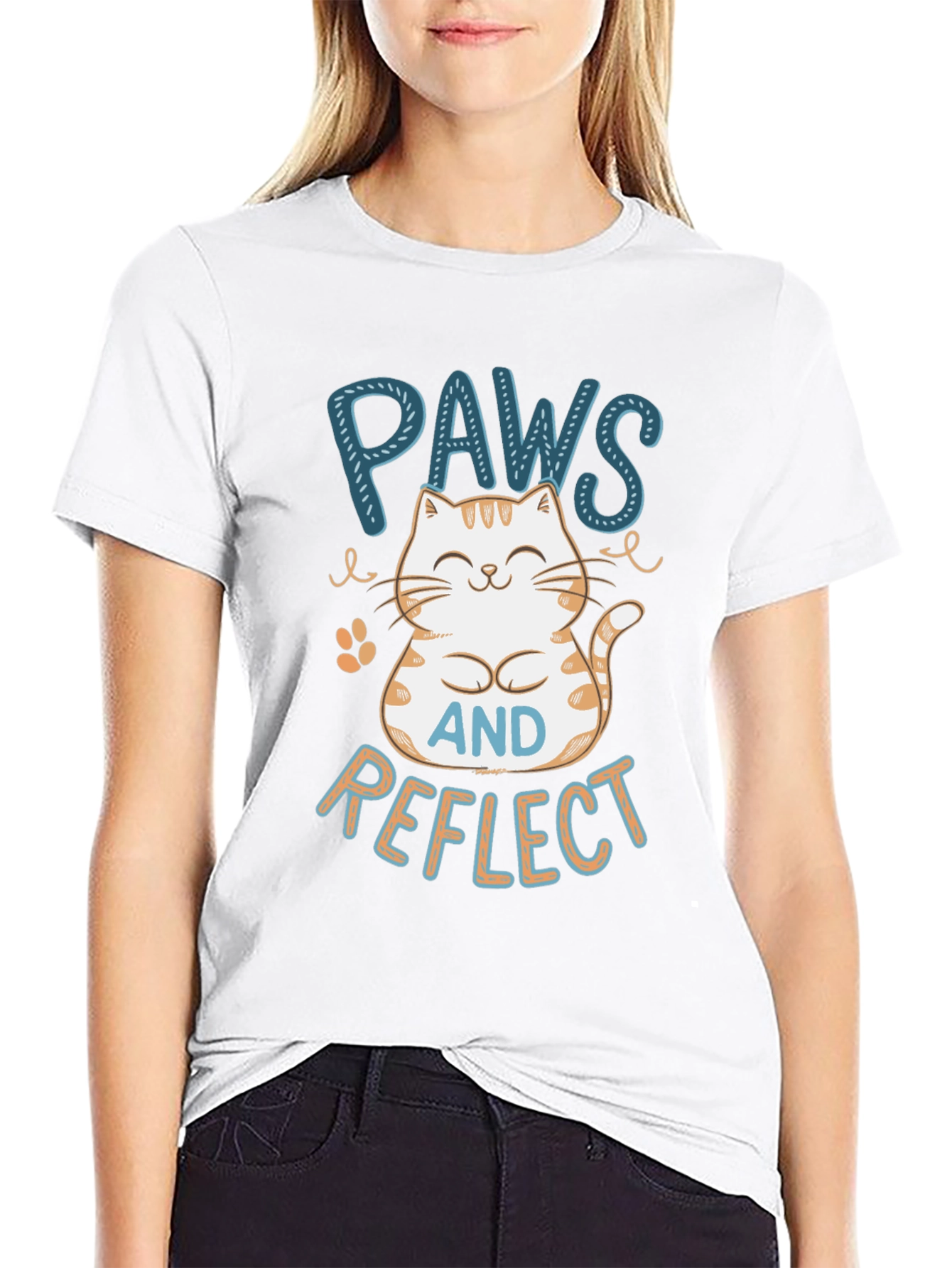 Paws Reflect T-Shirt - Cute Cat Design
