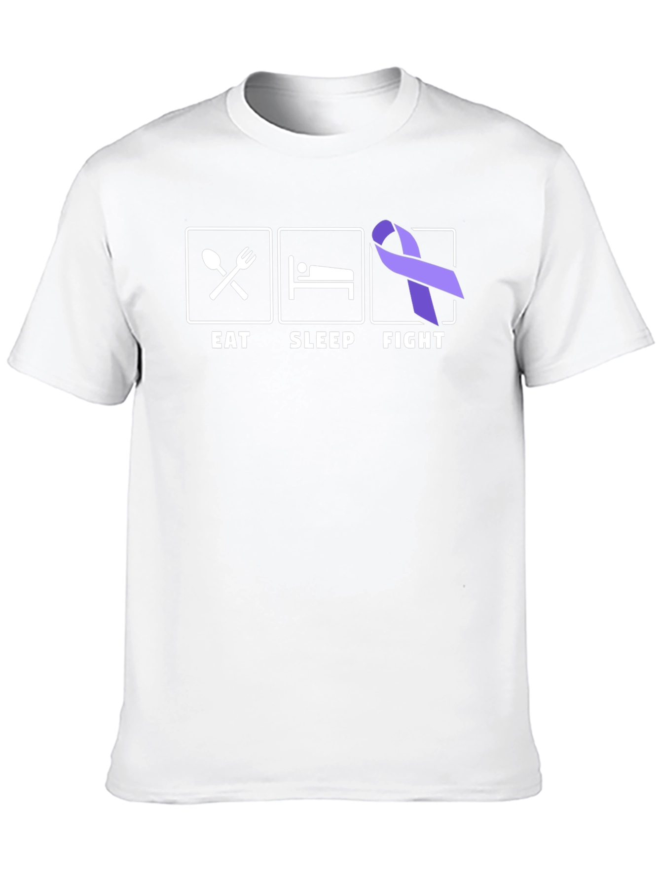 Eat Sleep Fight T-Shirt Purple Awareness Ribbon