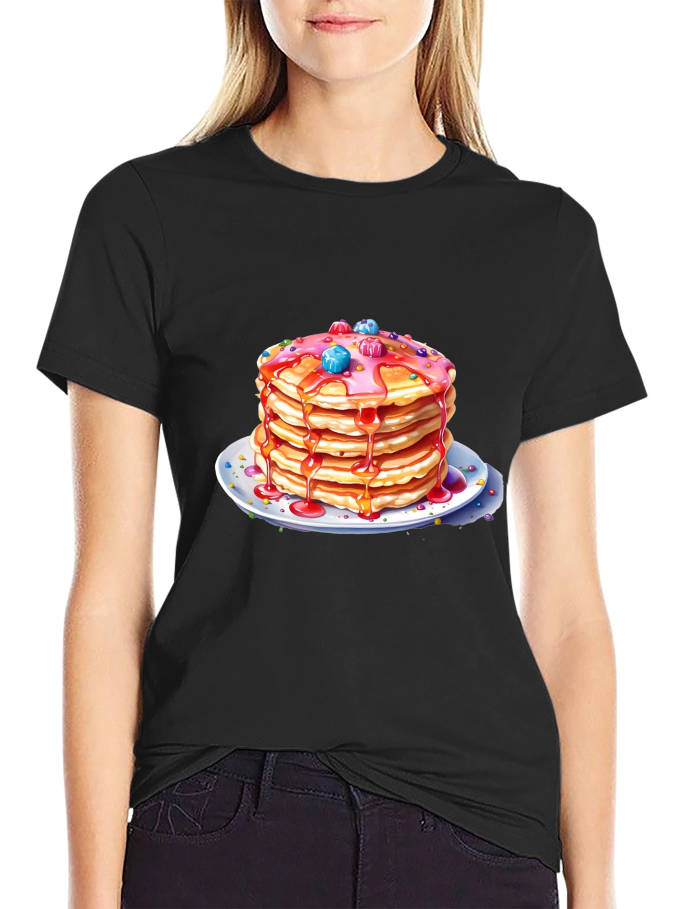 Pancake Stack Graphic Tee - Breakfast Lovers T-Shirt